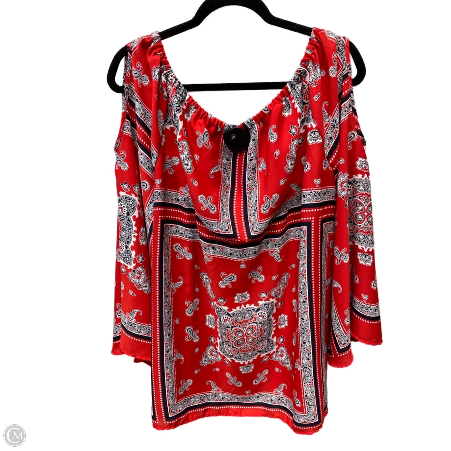 Blouse Long Sleeve By Cato In Blue & Red, Size: 3x