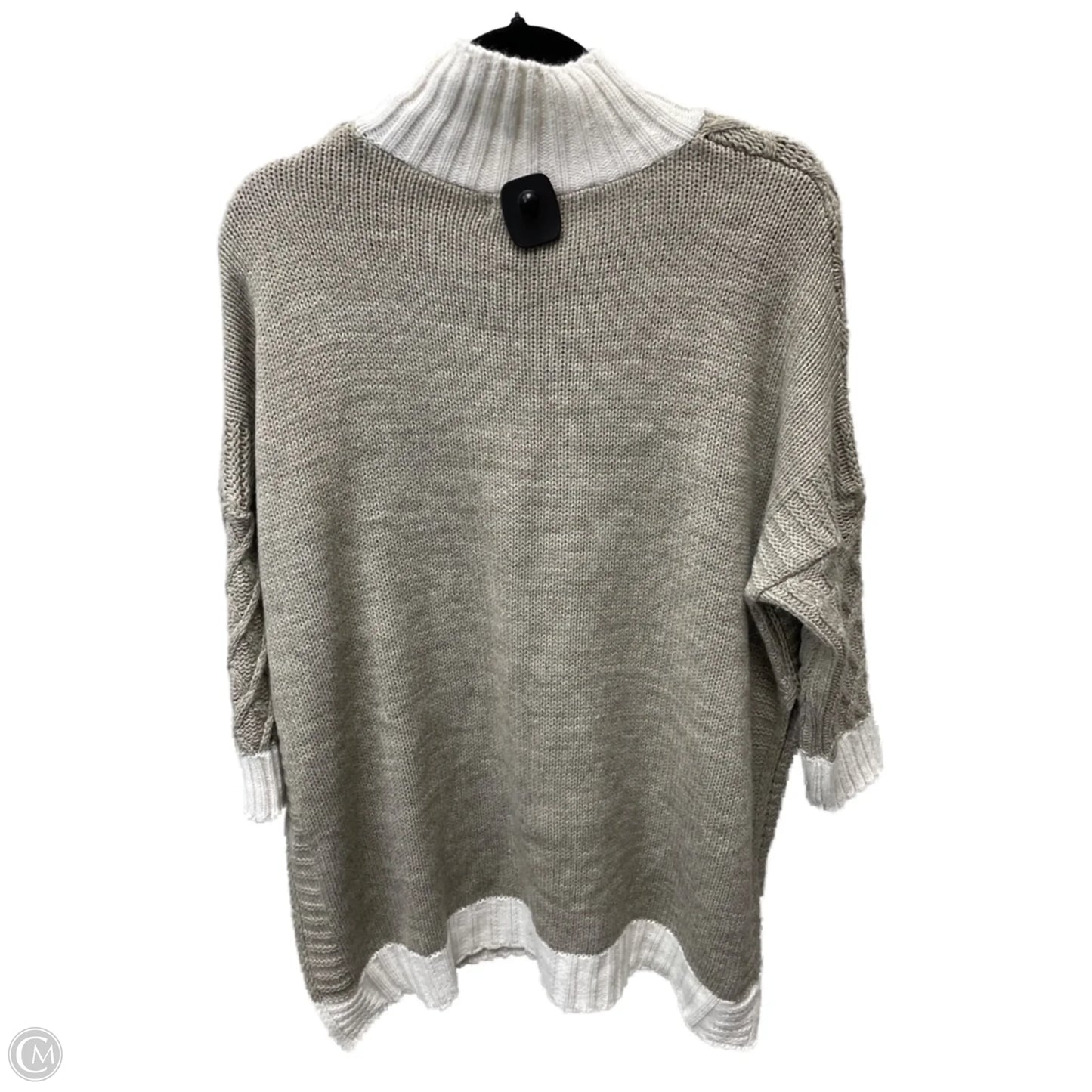 Sweater Short Sleeve By Mer Sea In Grey & White, Size: Xl