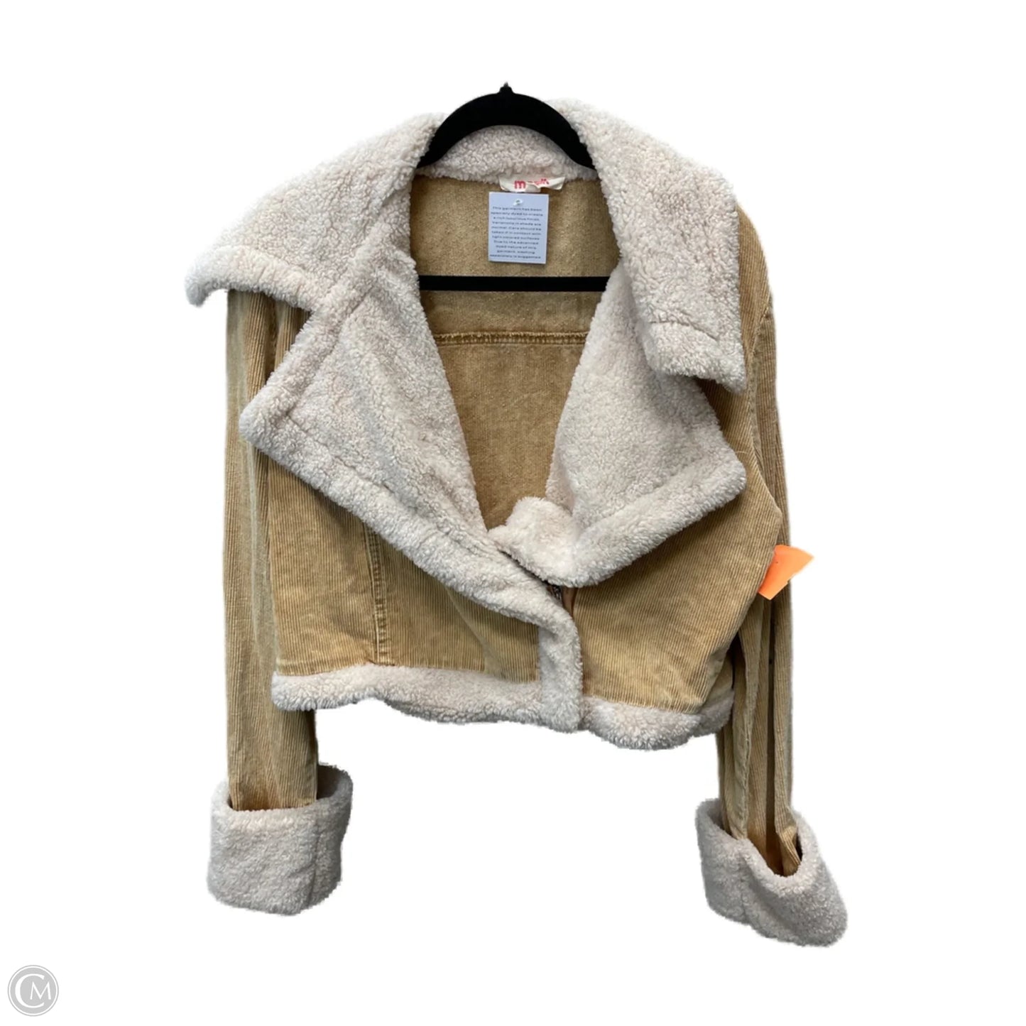 Jacket Moto By Clothes Mentor In Tan, Size: L