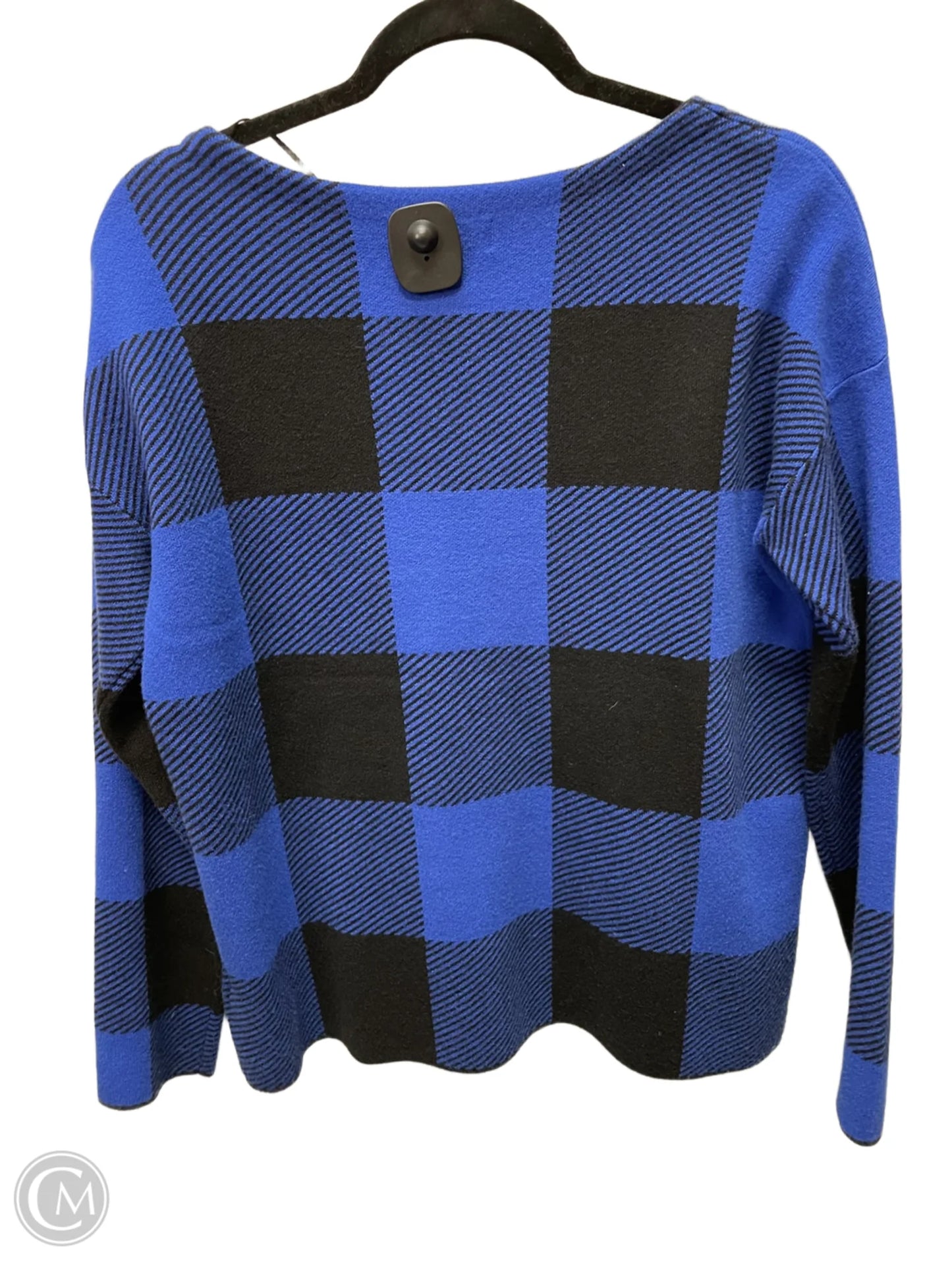 Sweater By Jones And Co In Black & Blue, Size: L