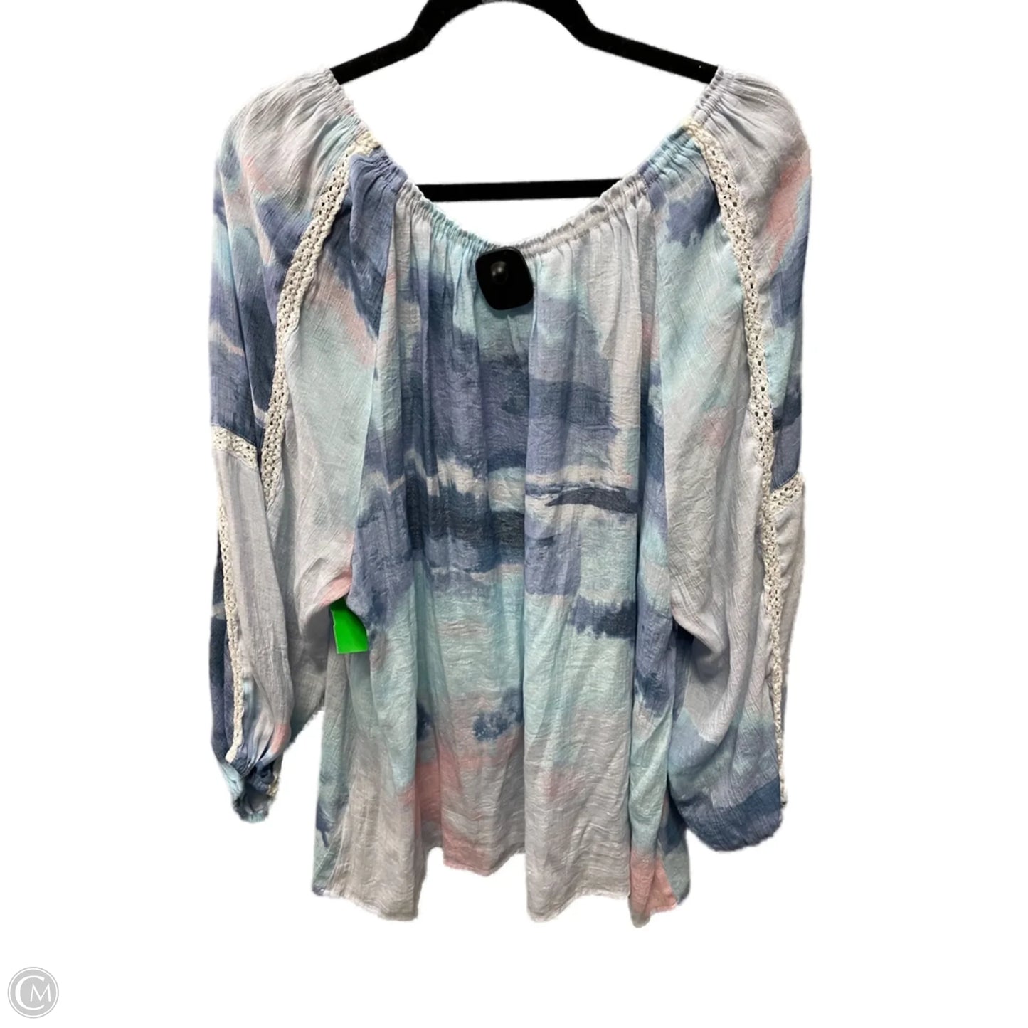 Top Long Sleeve By Zac And Rachel In Blue & Pink, Size: 3x