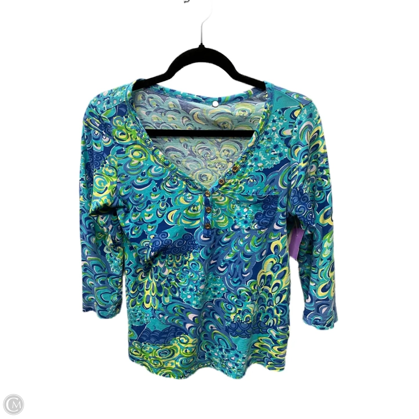 Top 3/4 Sleeve By Lilly Pulitzer In Blue & Green, Size: S