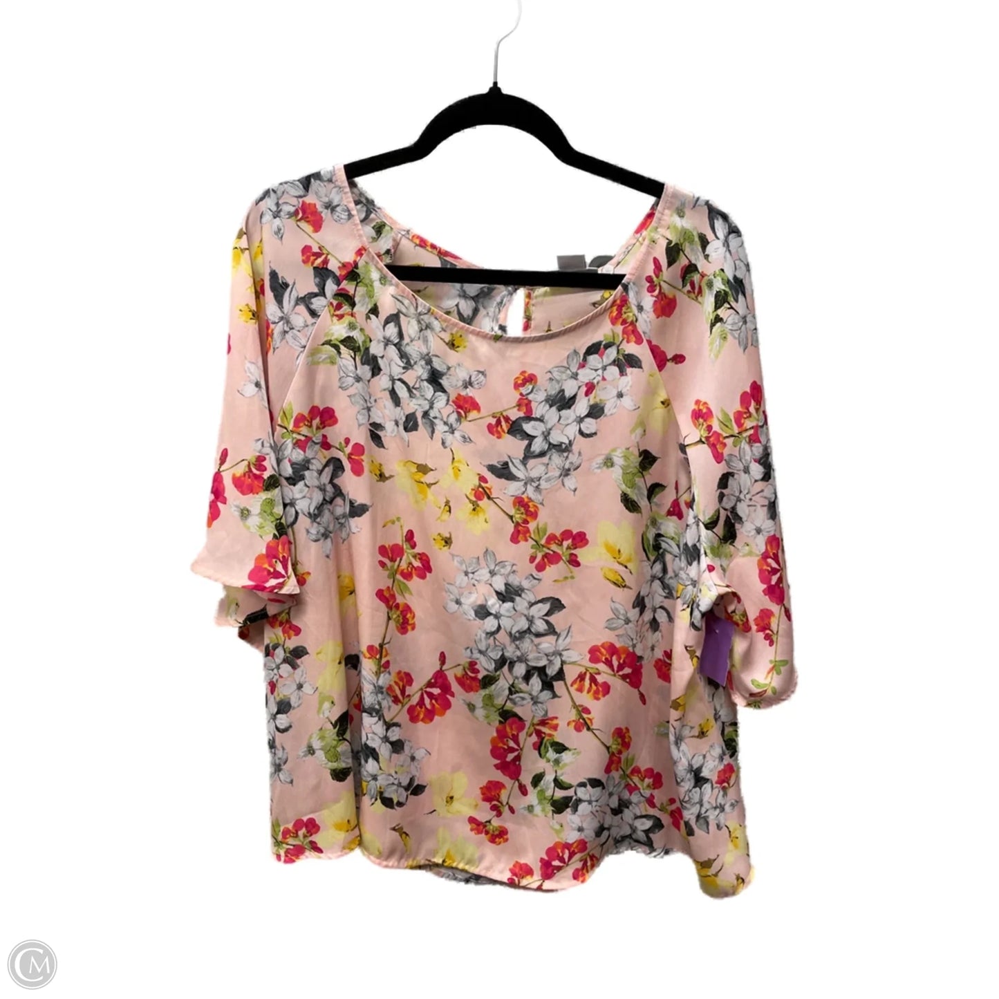 Top 3/4 Sleeve By Liz Claiborne In Floral Print, Size: 1x