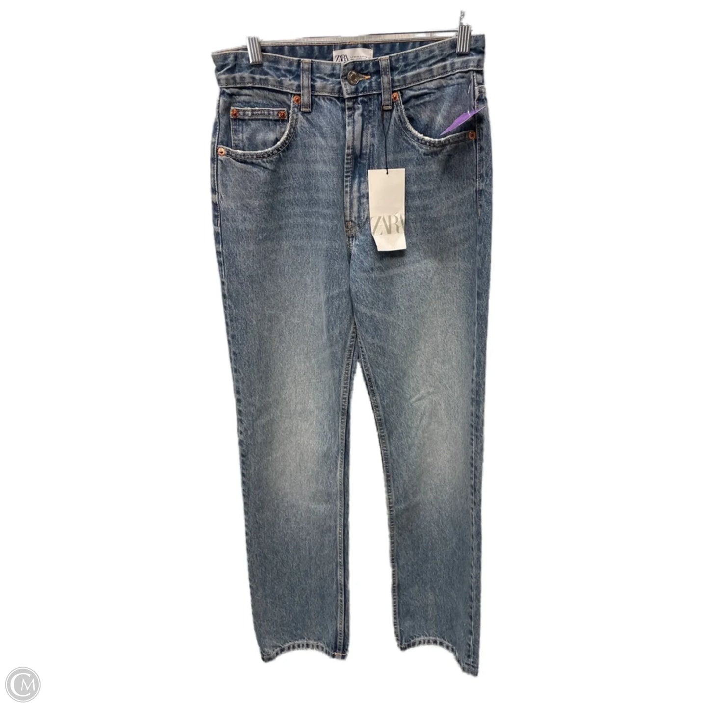 Jeans Straight By Zara In Blue Denim, Size: 4
