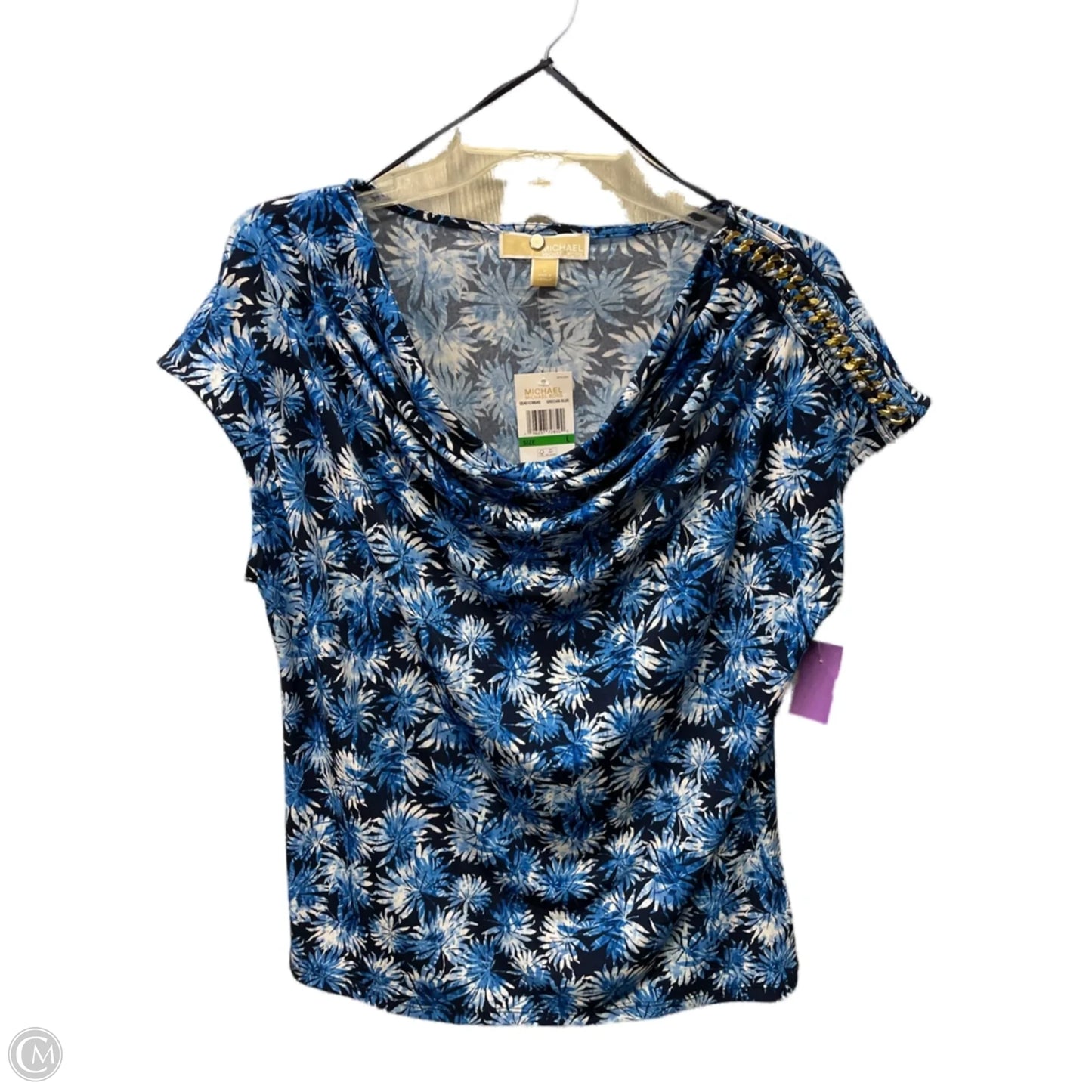 Top Short Sleeve By Michael By Michael Kors In Blue & White, Size: L