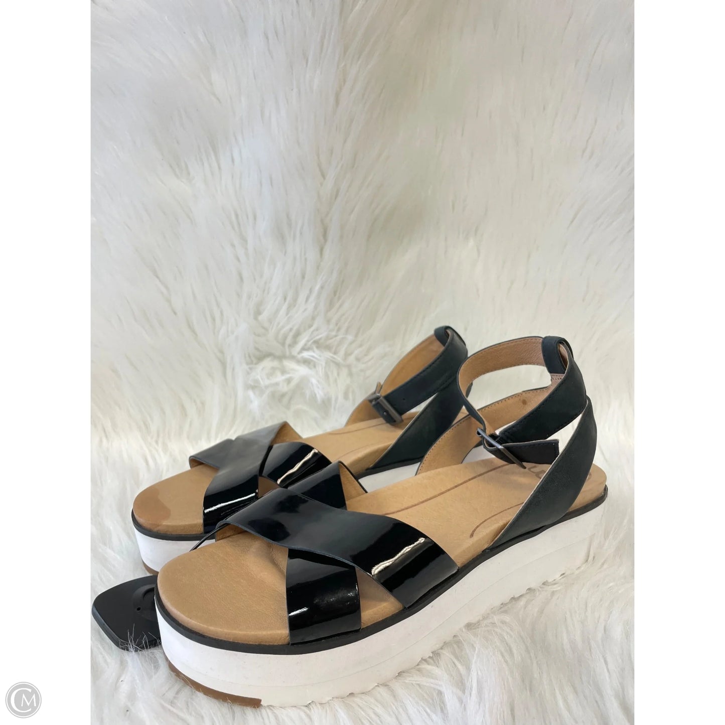Sandals Designer By Ugg In Black & Tan, Size: 9