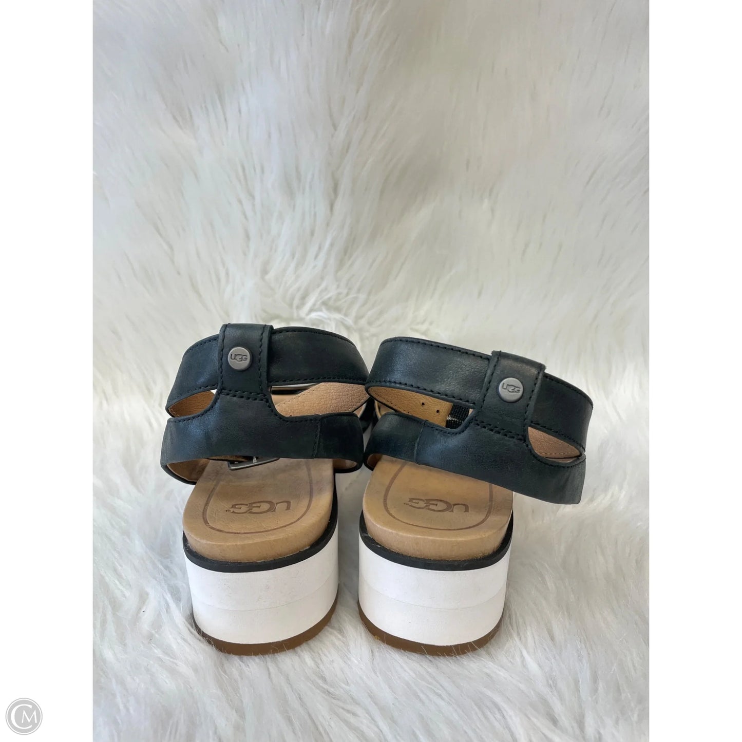 Sandals Designer By Ugg In Black & Tan, Size: 9