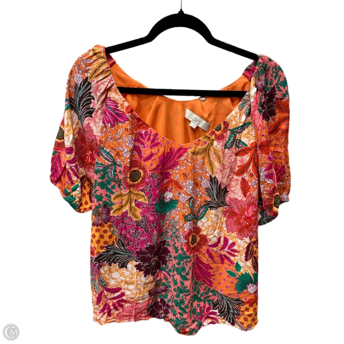 Top Short Sleeve By Loft In Tropical Print, Size: M