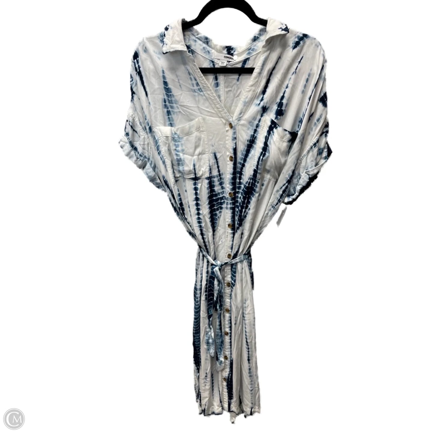 Dress Casual Maxi By Sonoma In Blue & White, Size: 1x