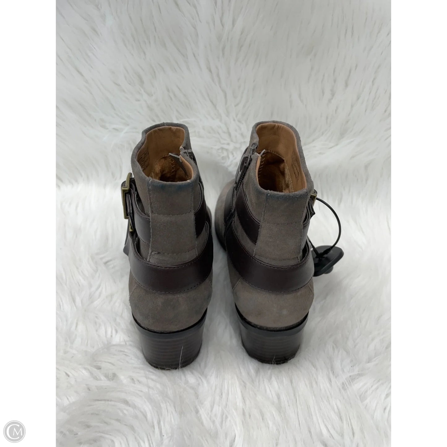 Boots Ankle Heels By Vionic In Brown & Grey, Size: 7.5