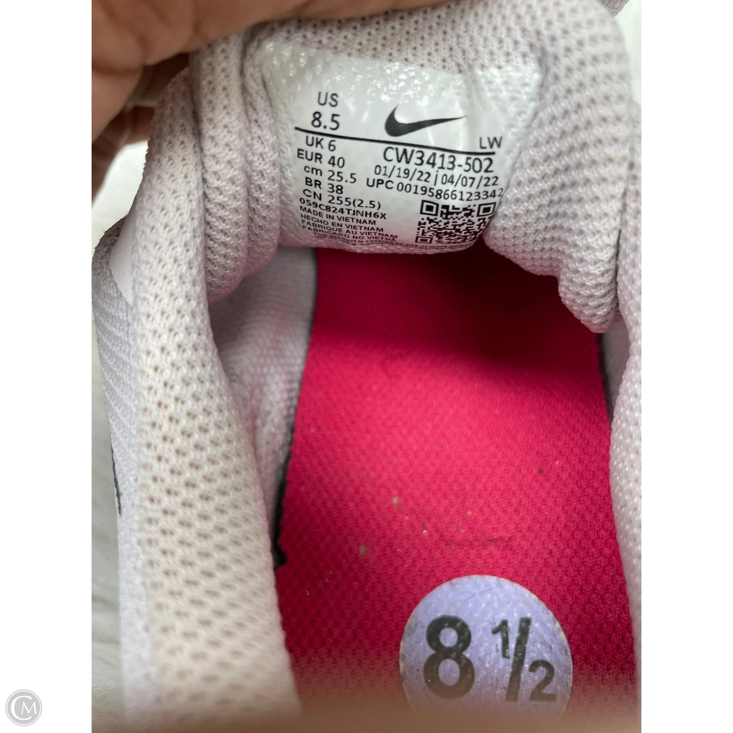 Shoes Athletic By Nike In Pink & White, Size: 8.5