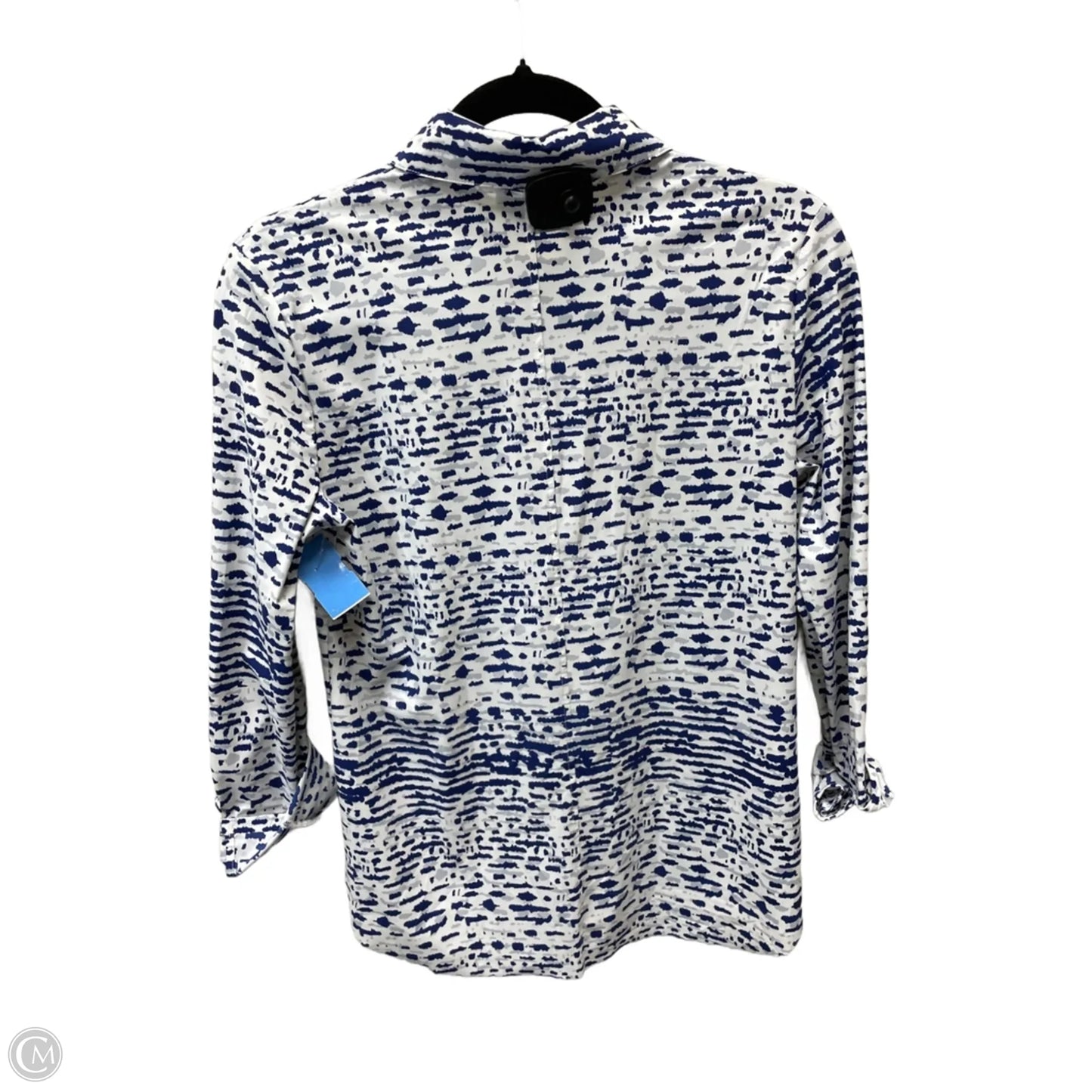 Top Long Sleeve By Lysse In Blue & White, Size: Xs