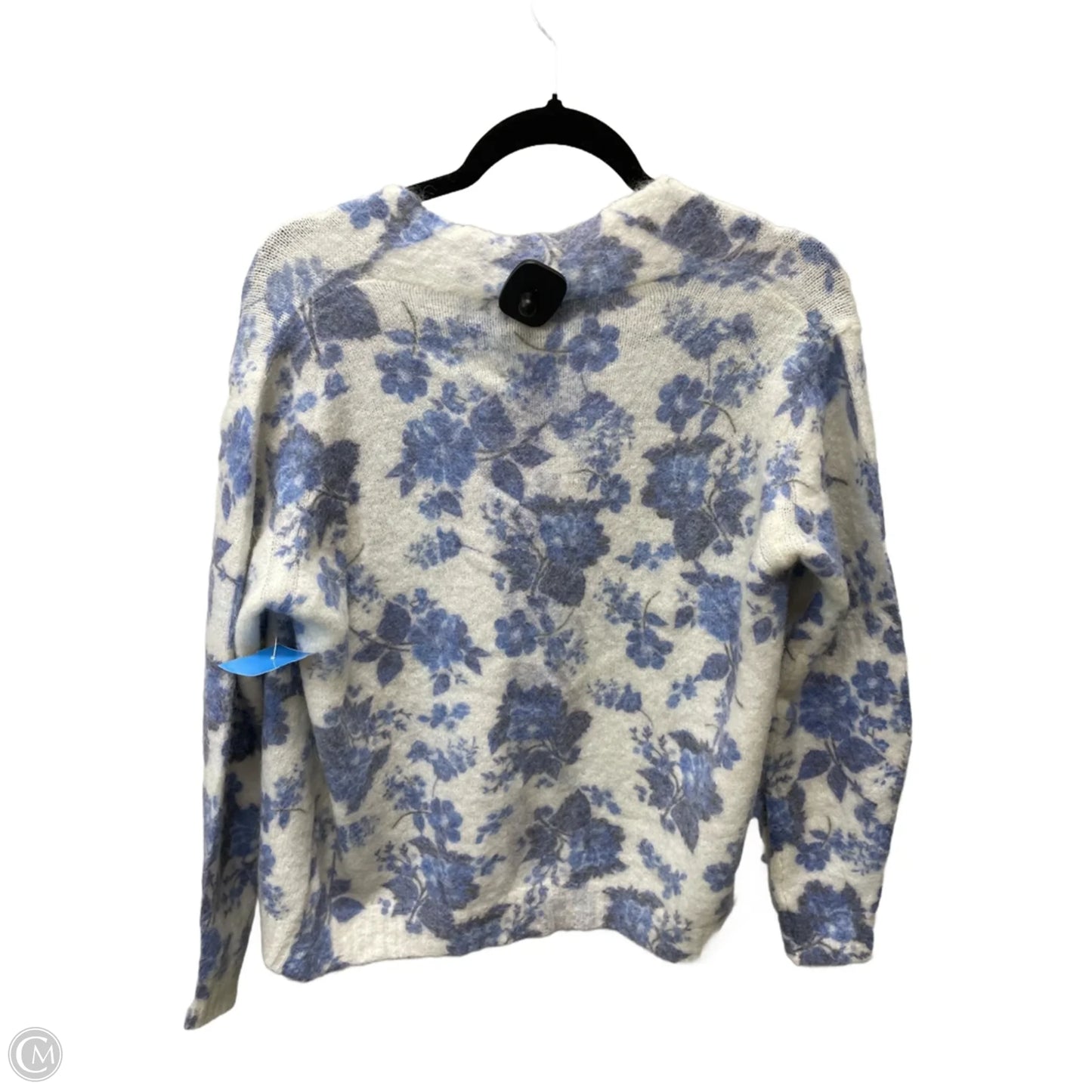 Sweater Cardigan By Bartolini In Blue & White, Size: S