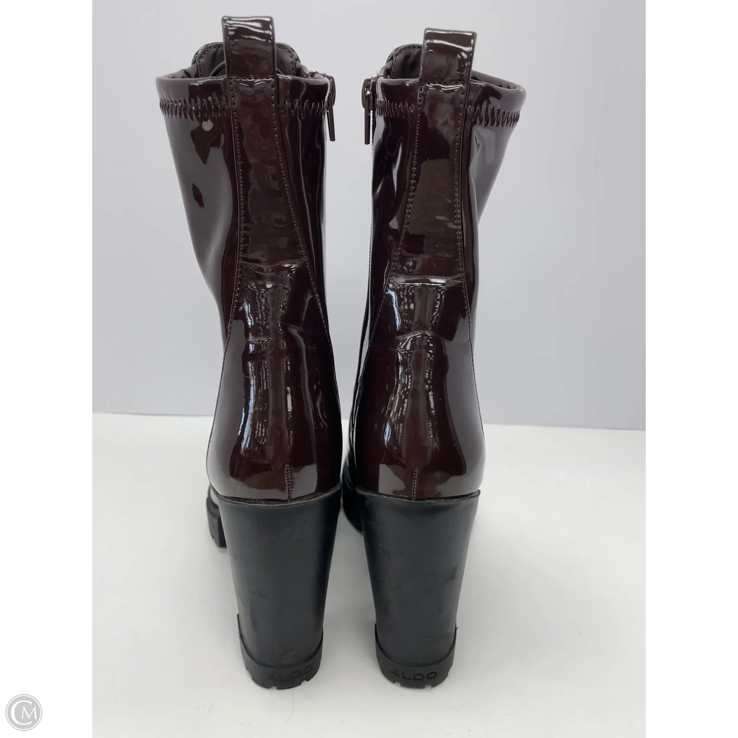 Boots Ankle Heels By Aldo In Brown, Size: 8.5