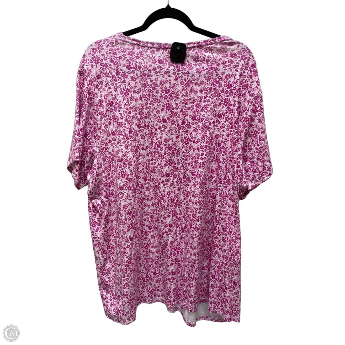 Top Short Sleeve By Croft And Barrow In Pink & White, Size: 3x
