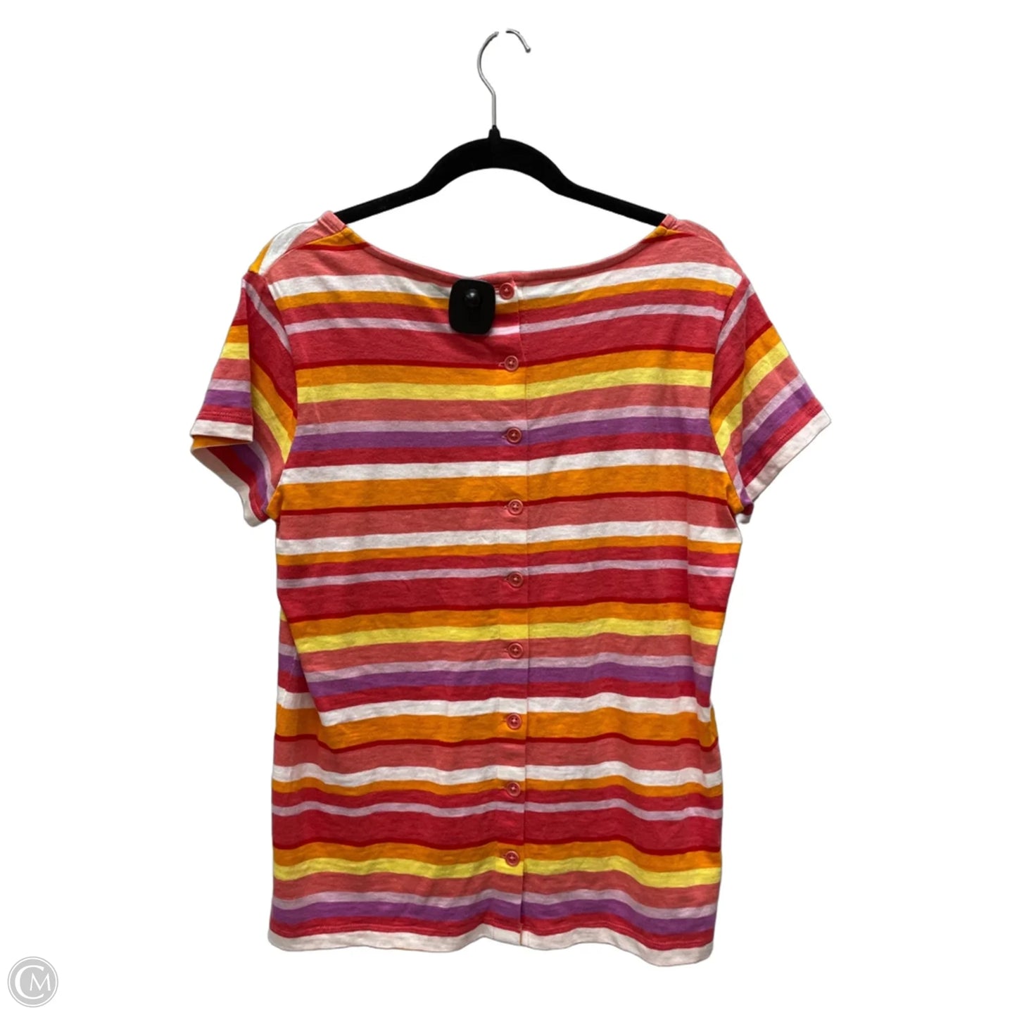 Top Short Sleeve By Orvis In Striped Pattern, Size: M
