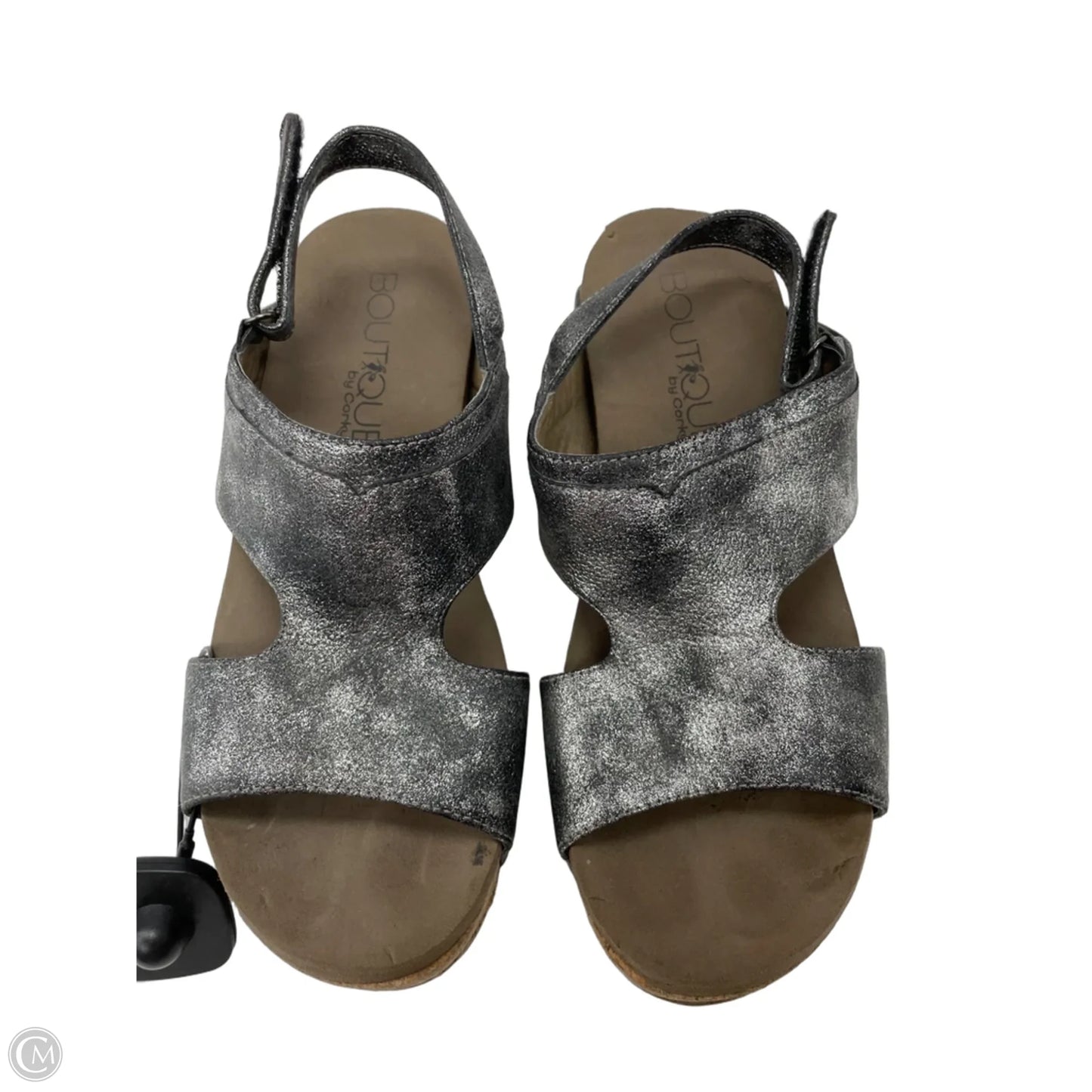 Sandals Heels Wedge By Corkys In Silver, Size: 7