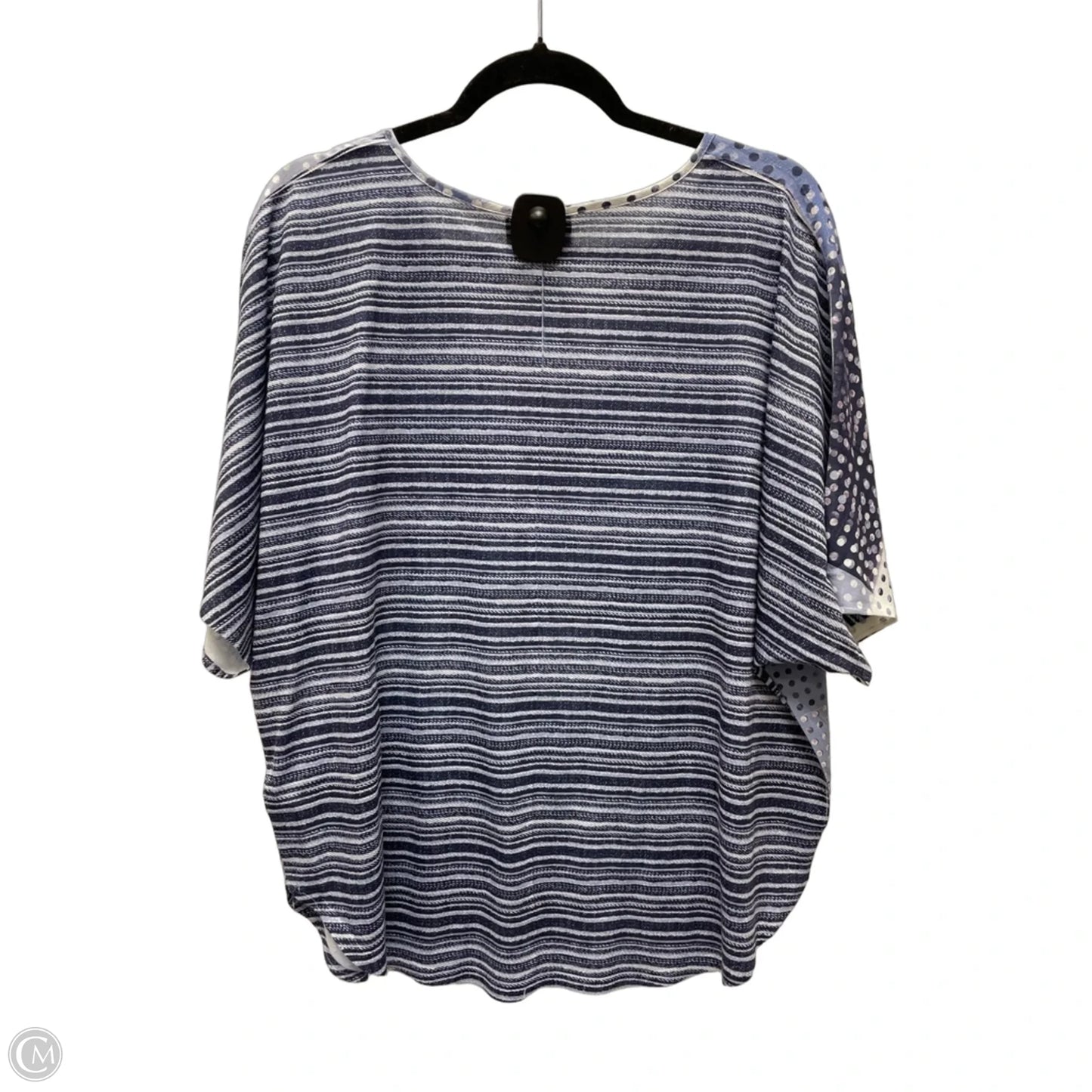 Top Short Sleeve By French Blue In Blue & White, Size: L
