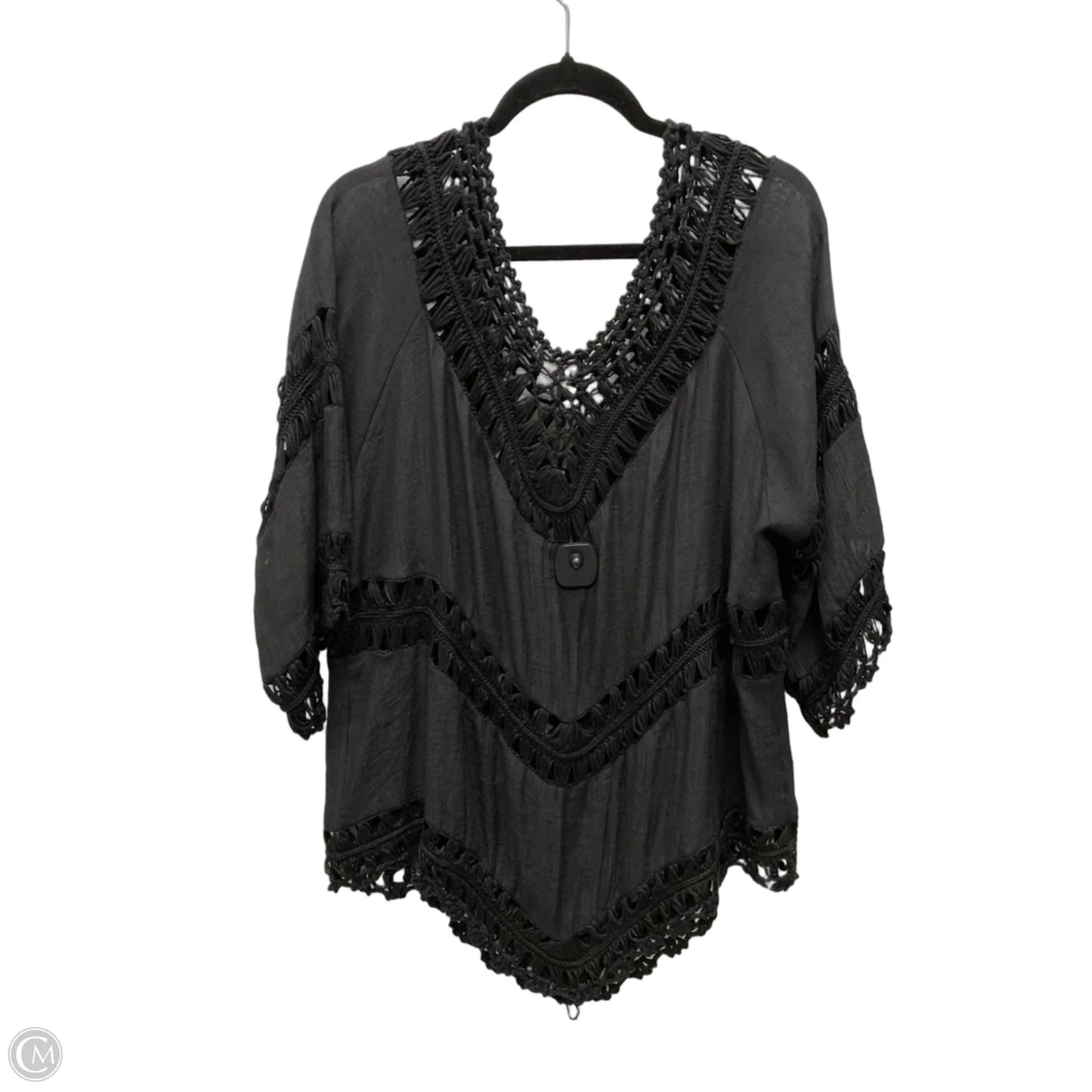 Top 3/4 Sleeve By Clothes Mentor In Black, Size: 2x