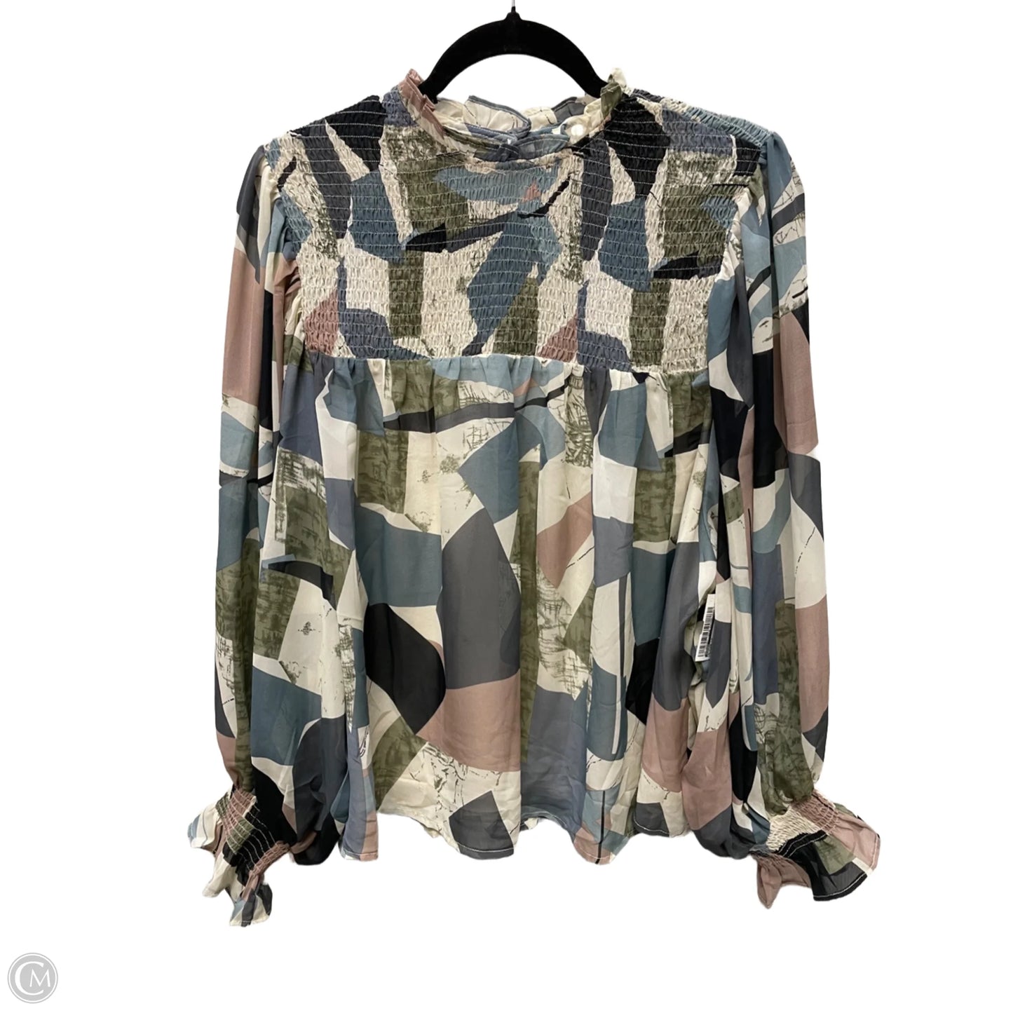 Blouse Long Sleeve By Entro In Geometric Pattern, Size: S