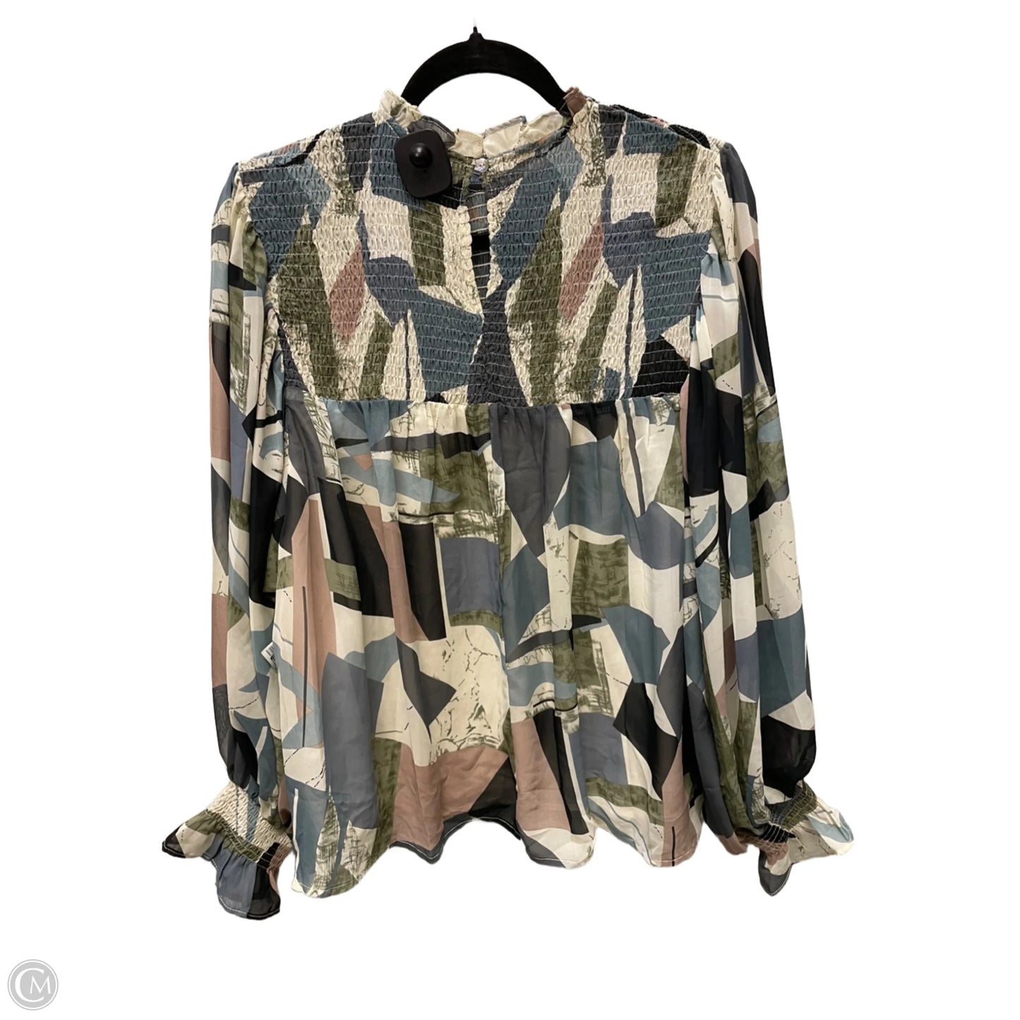 Blouse Long Sleeve By Entro In Geometric Pattern, Size: S