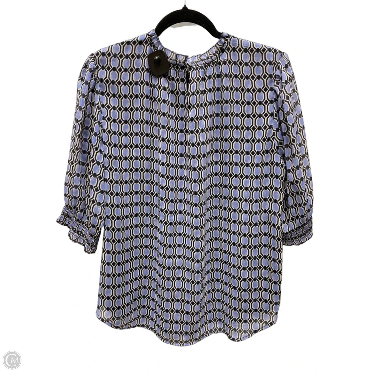 Blouse Short Sleeve By Ann Taylor In Geometric Pattern, Size: L