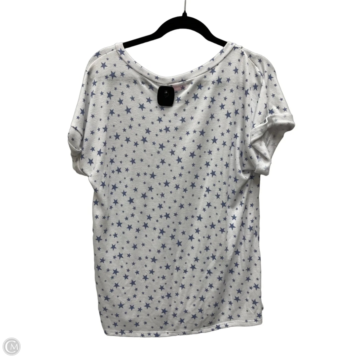 Top Short Sleeve By Pink Lily In Blue & White, Size: M