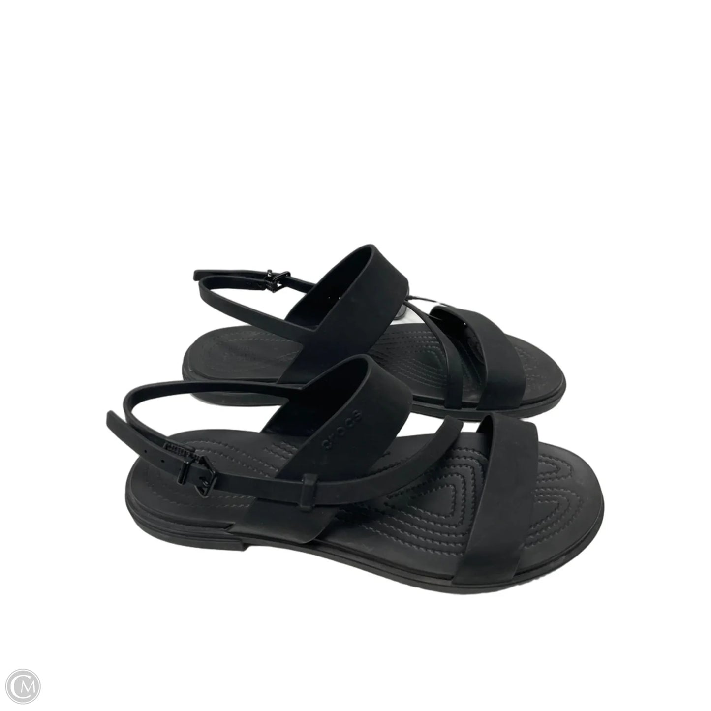 Sandals Flats By Crocs In Black, Size: 10