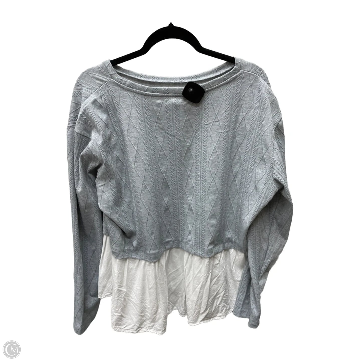Top Long Sleeve By Maurices In Grey & White, Size: 2x