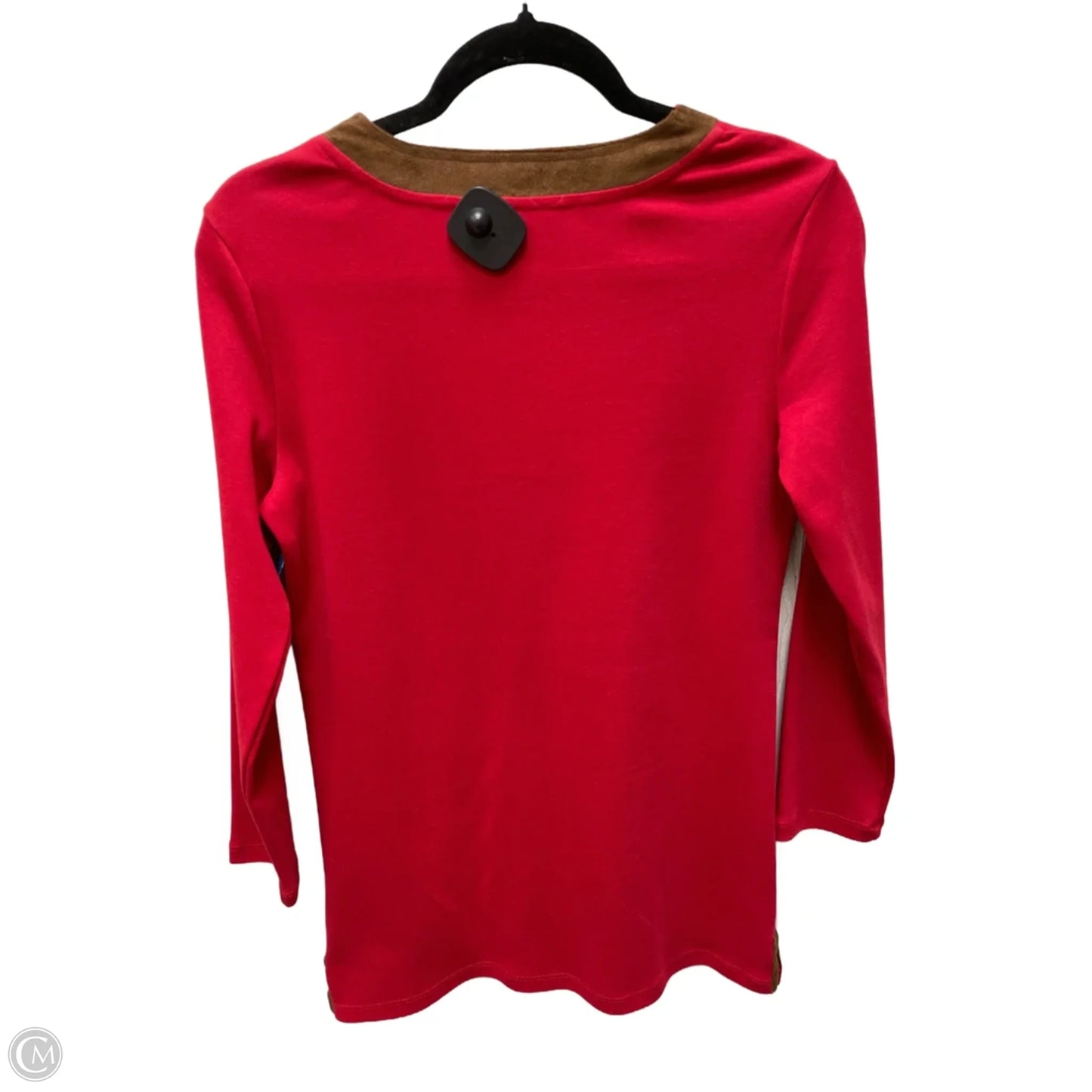 Top Long Sleeve By Lauren By Ralph Lauren In Brown & Red, Size: S