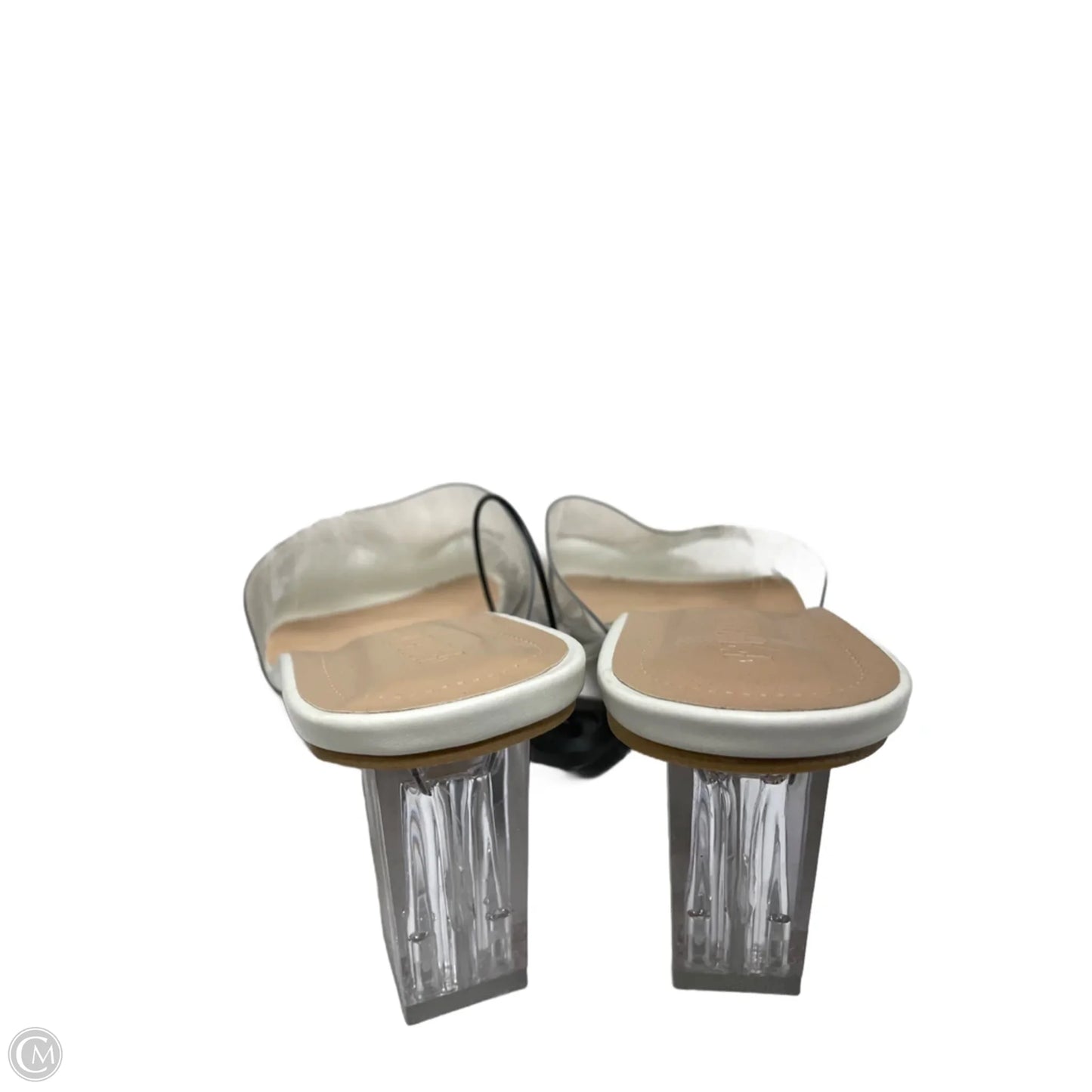 Sandals Heels Block By Fashion - In Tan & White, Size: 9.5