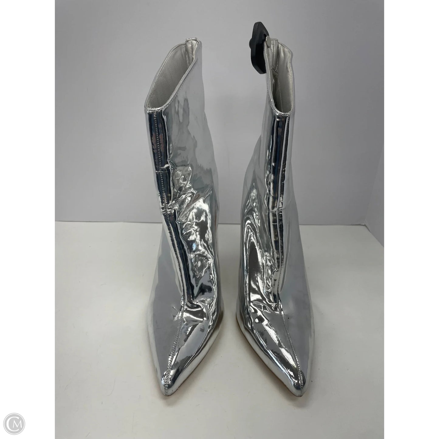 Boots Ankle Heels By Forever 21 In Silver, Size: 8