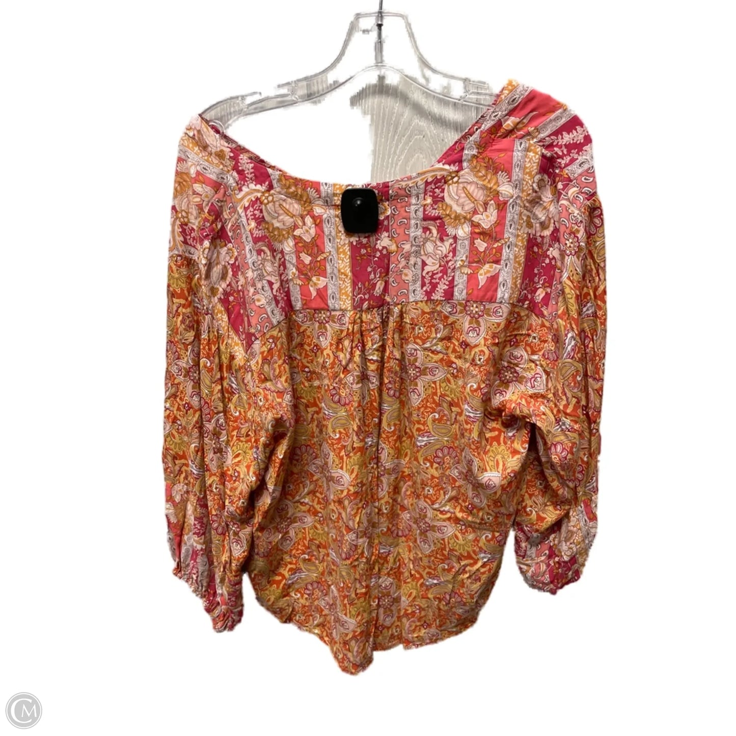 Top 3/4 Sleeve By Rachel Zoe In Orange & Yellow, Size: M