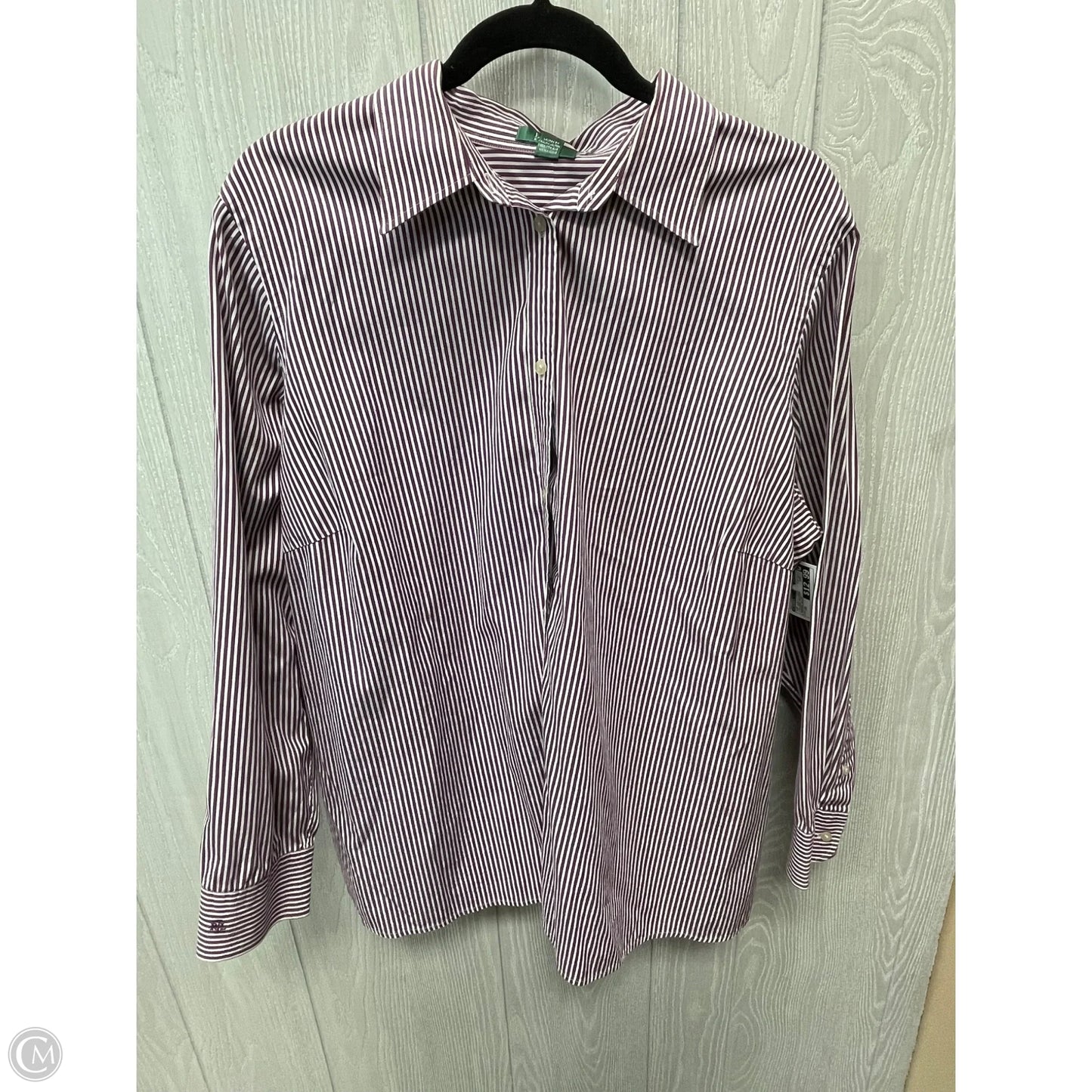 Top Long Sleeve By Lauren By Ralph Lauren In Striped Pattern, Size: 2x