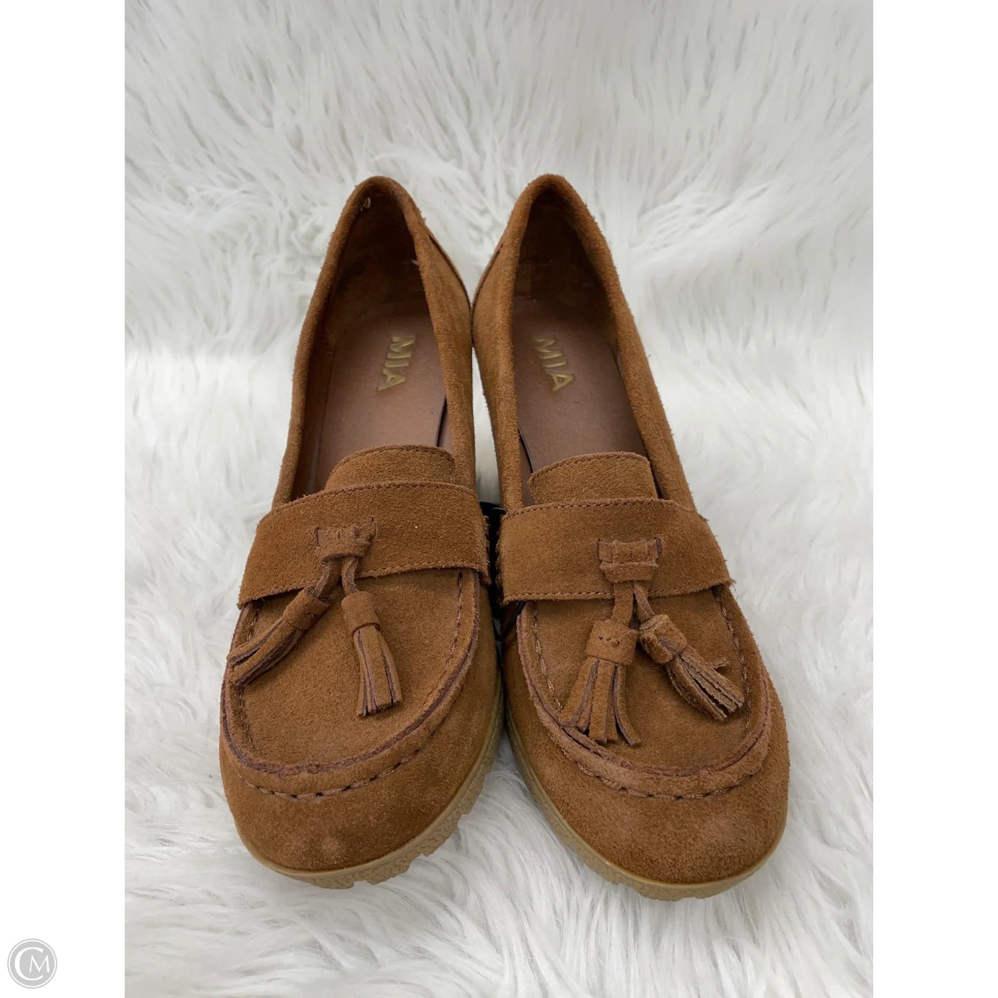 Shoes Heels Wedge By Mia In Tan, Size: 9.5