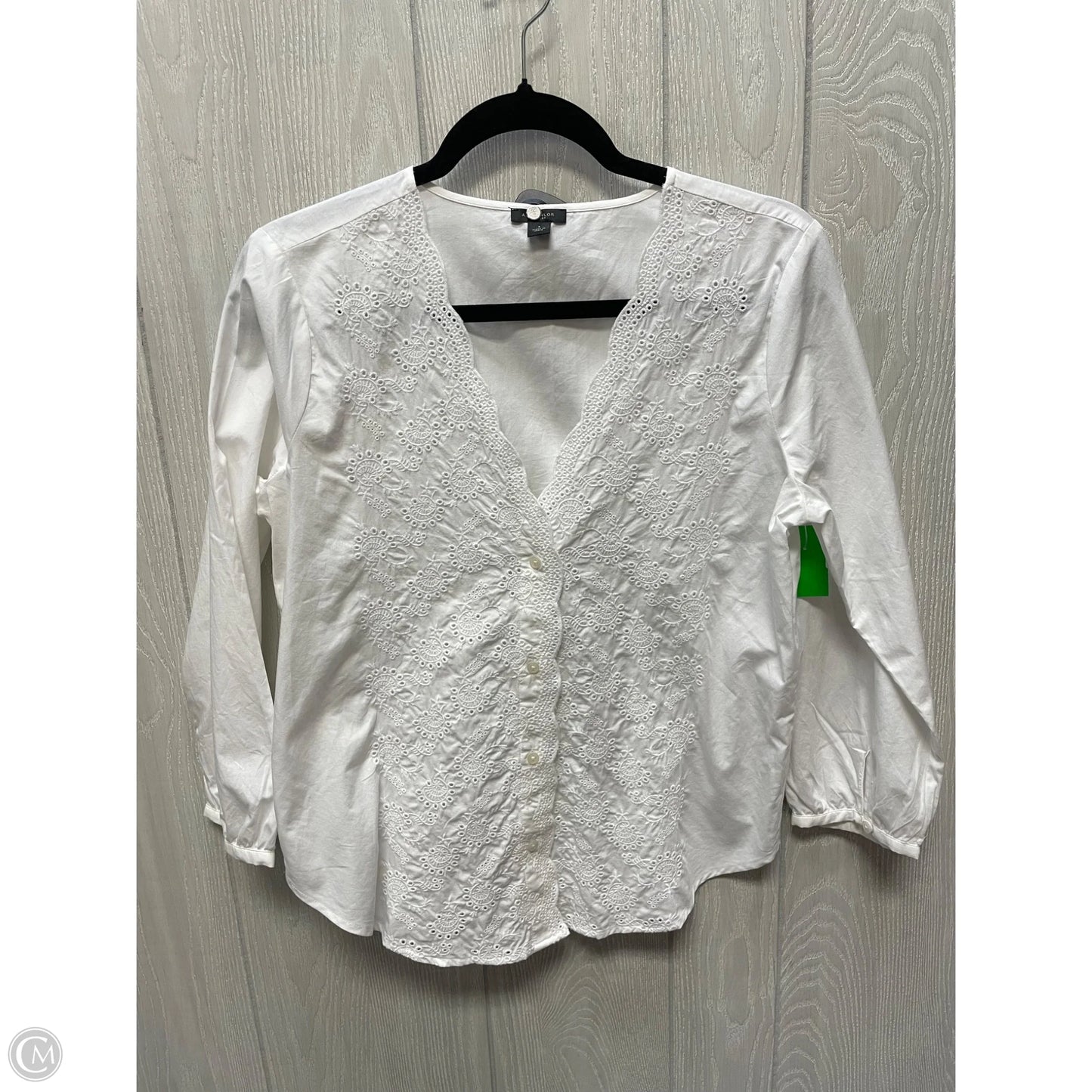 Top Long Sleeve By Ann Taylor In White, Size: S