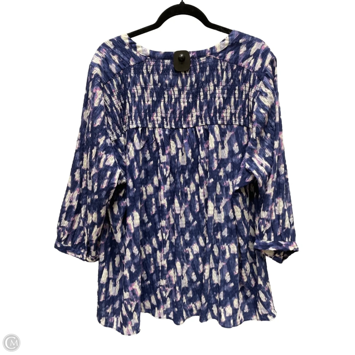 Top Long Sleeve By Rose And Olive In Purple & White, Size: 3x