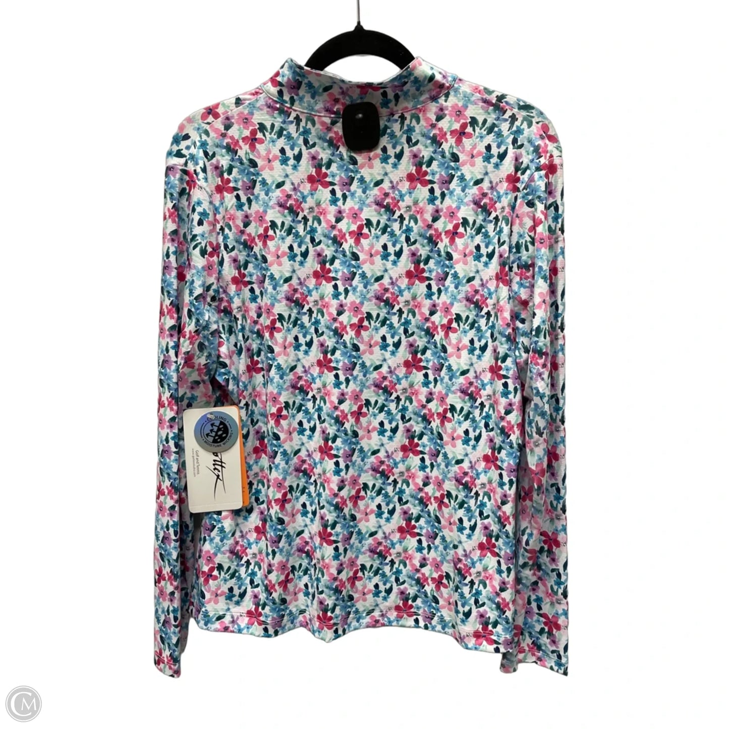 Athletic Top Long Sleeve Collar By Gottex In Floral Print, Size: L