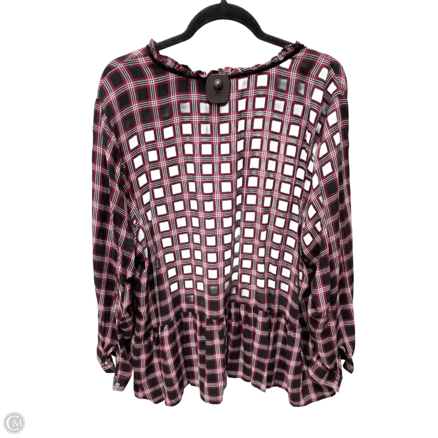 Top Long Sleeve By Loft In Plaid Pattern, Size: 3x