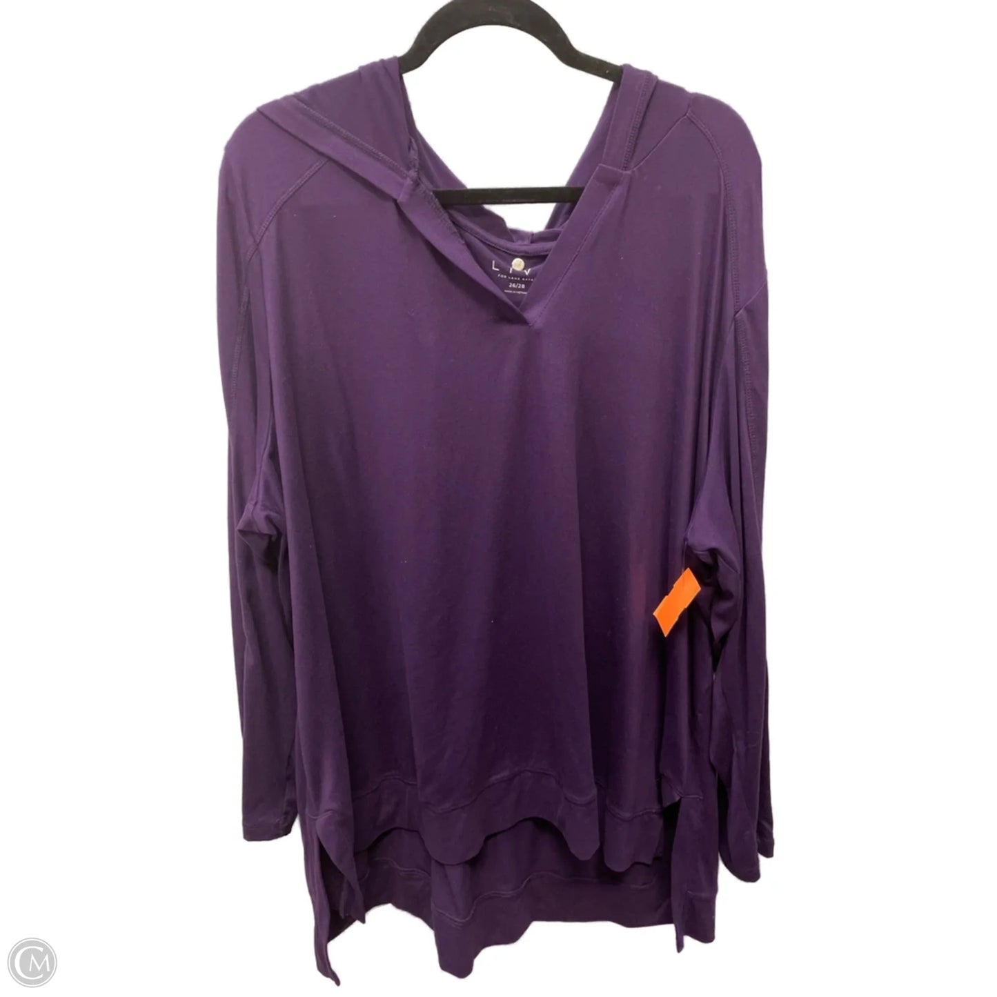 Athletic Top Long Sleeve Hoodie By Livi Active In Purple, Size: 4x