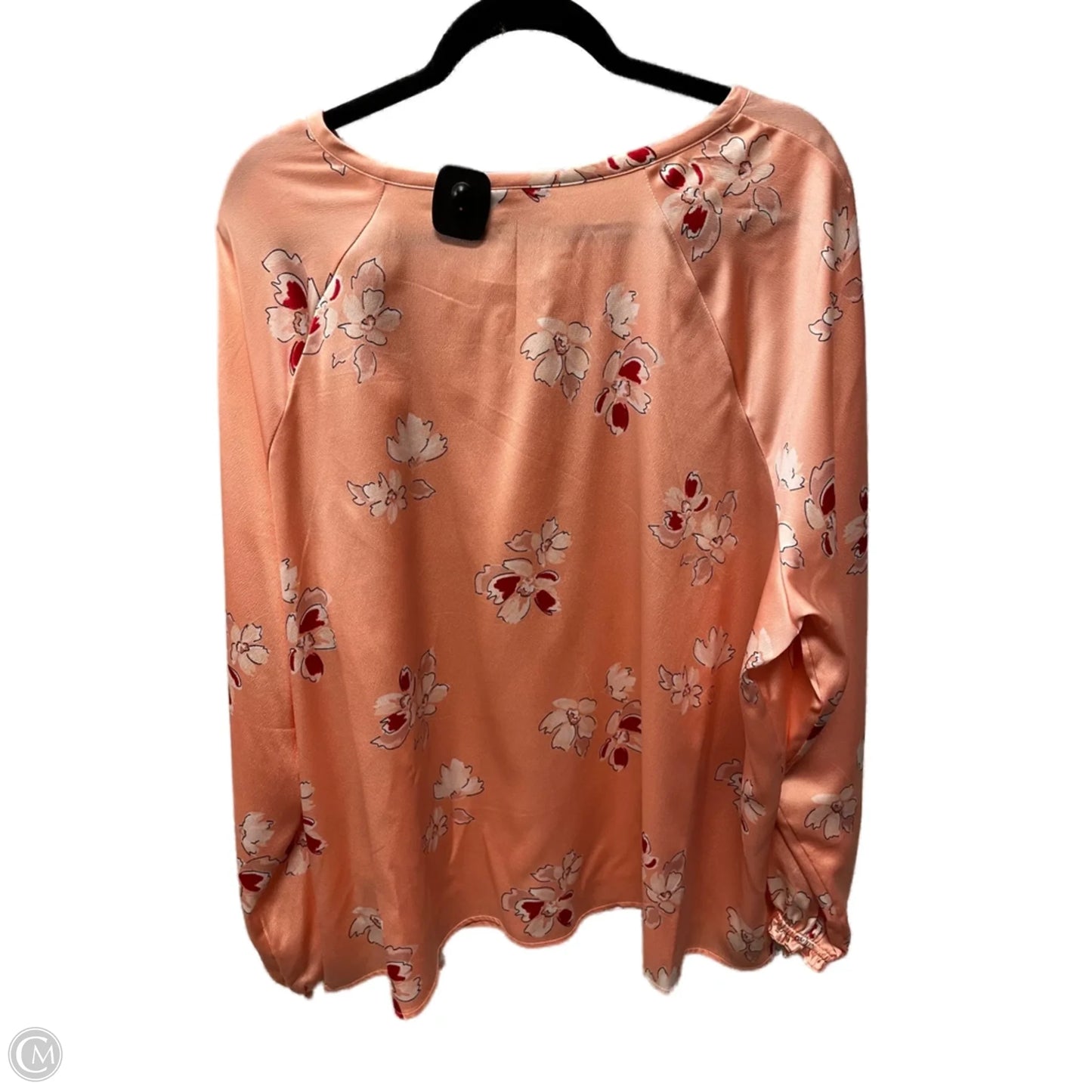 Blouse Long Sleeve By Liz Claiborne In Pink & Red, Size: 2x