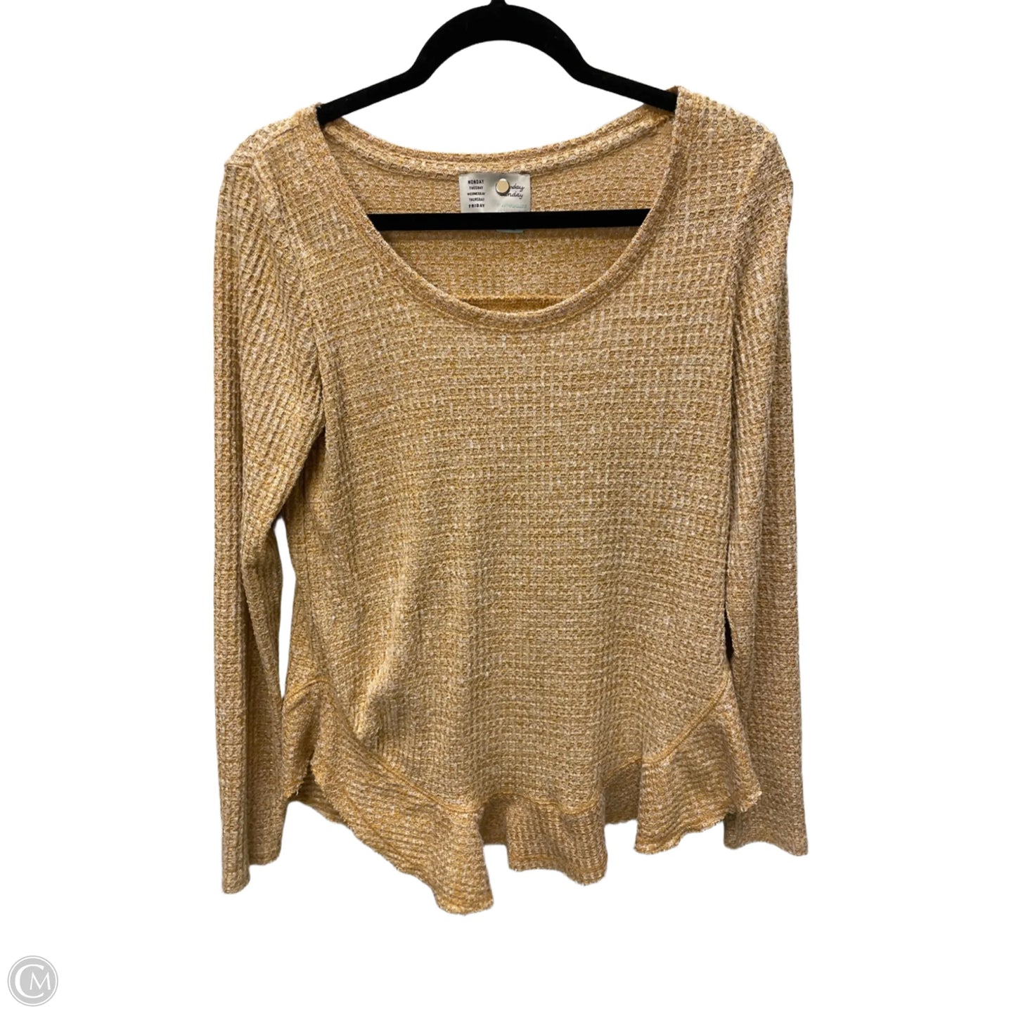 Top Long Sleeve By Anthropologie In Gold & White, Size: S