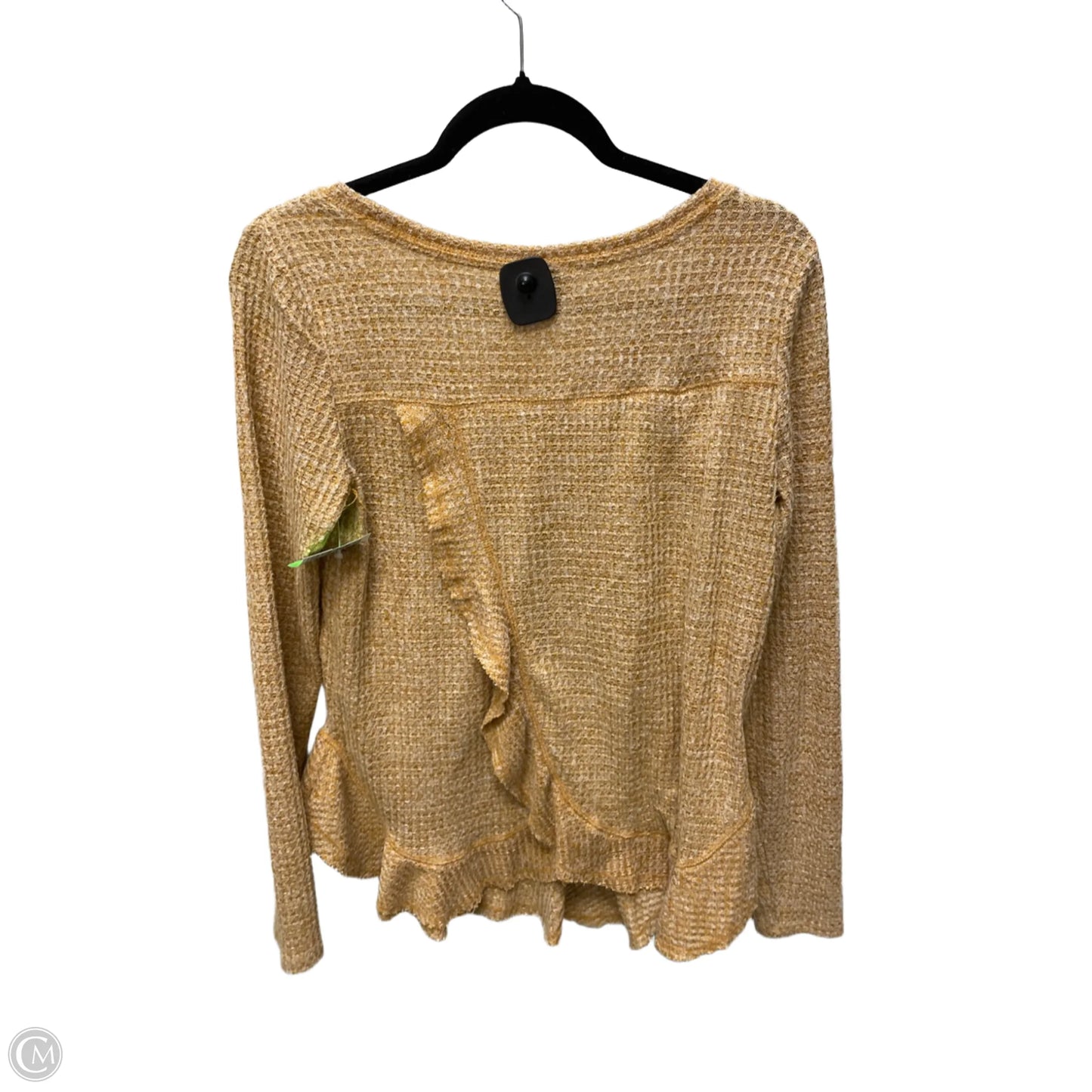 Top Long Sleeve By Anthropologie In Gold & White, Size: S