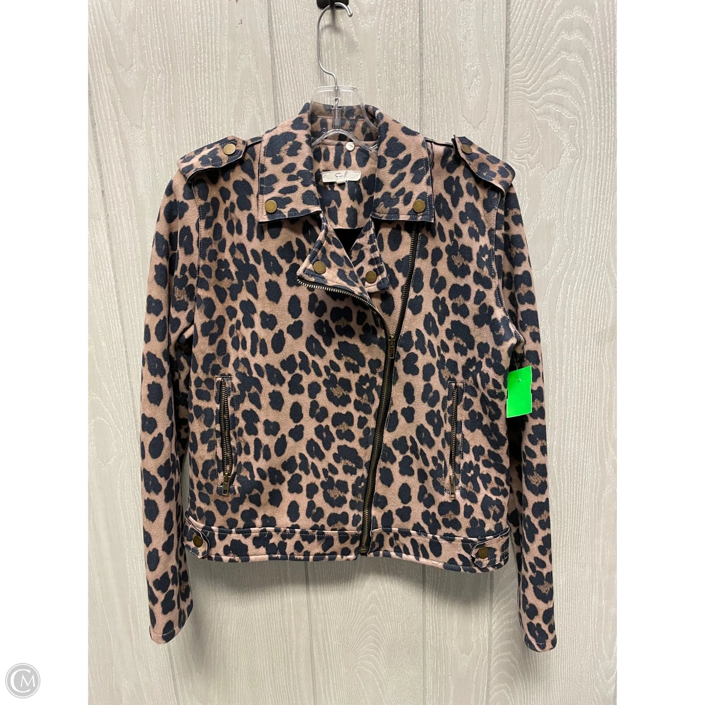 Jacket Moto By Easel In Animal Print, Size: S