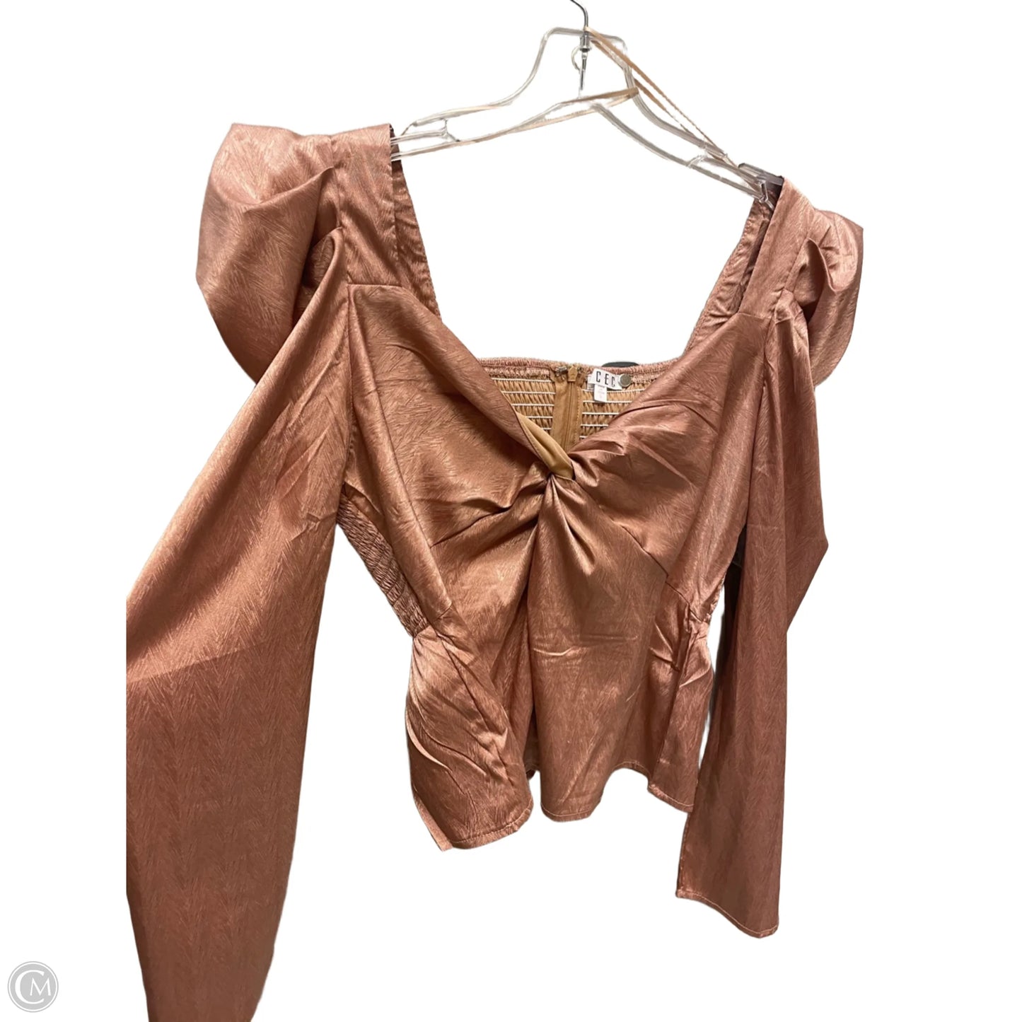 Blouse Long Sleeve By Tcec In Gold, Size: L