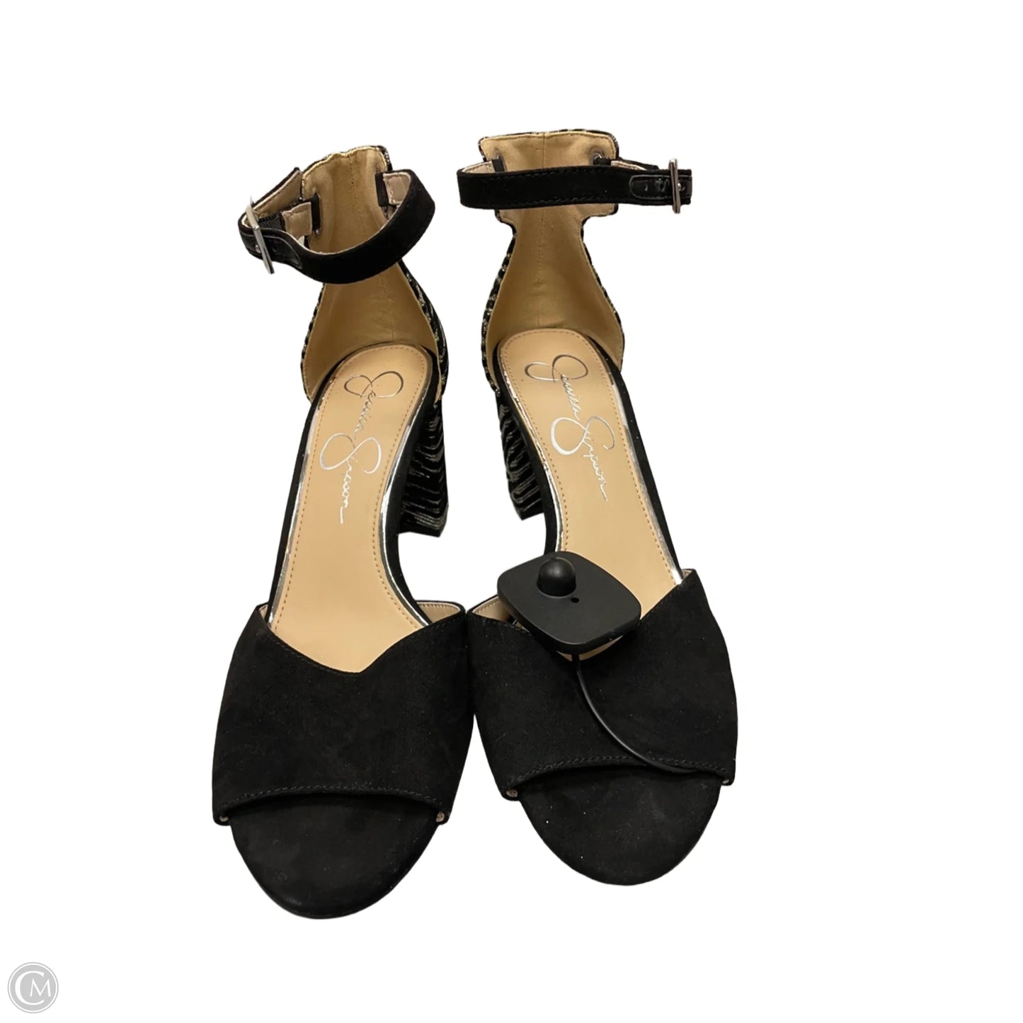 Shoes Heels Block By Jessica Simpson In Black & Silver, Size: 7.5