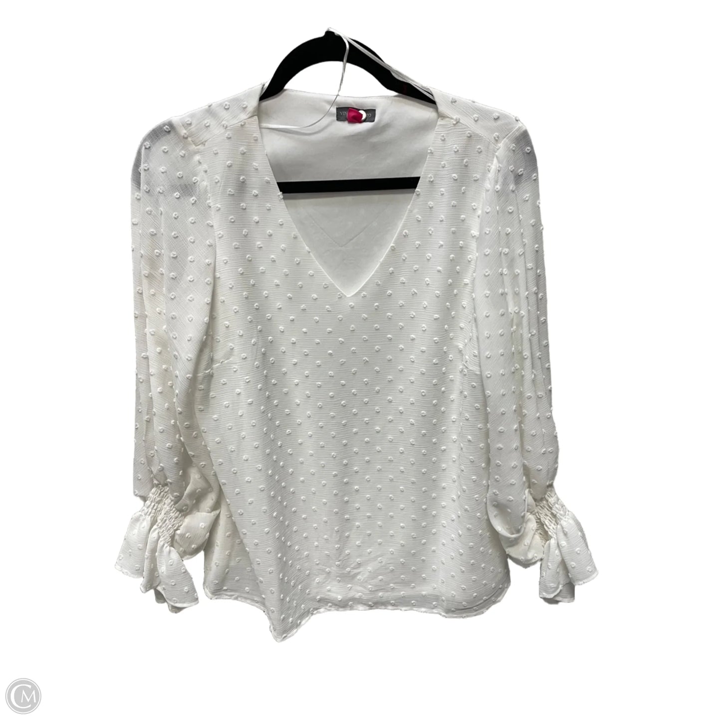 Blouse Long Sleeve By Vince Camuto In White, Size: S