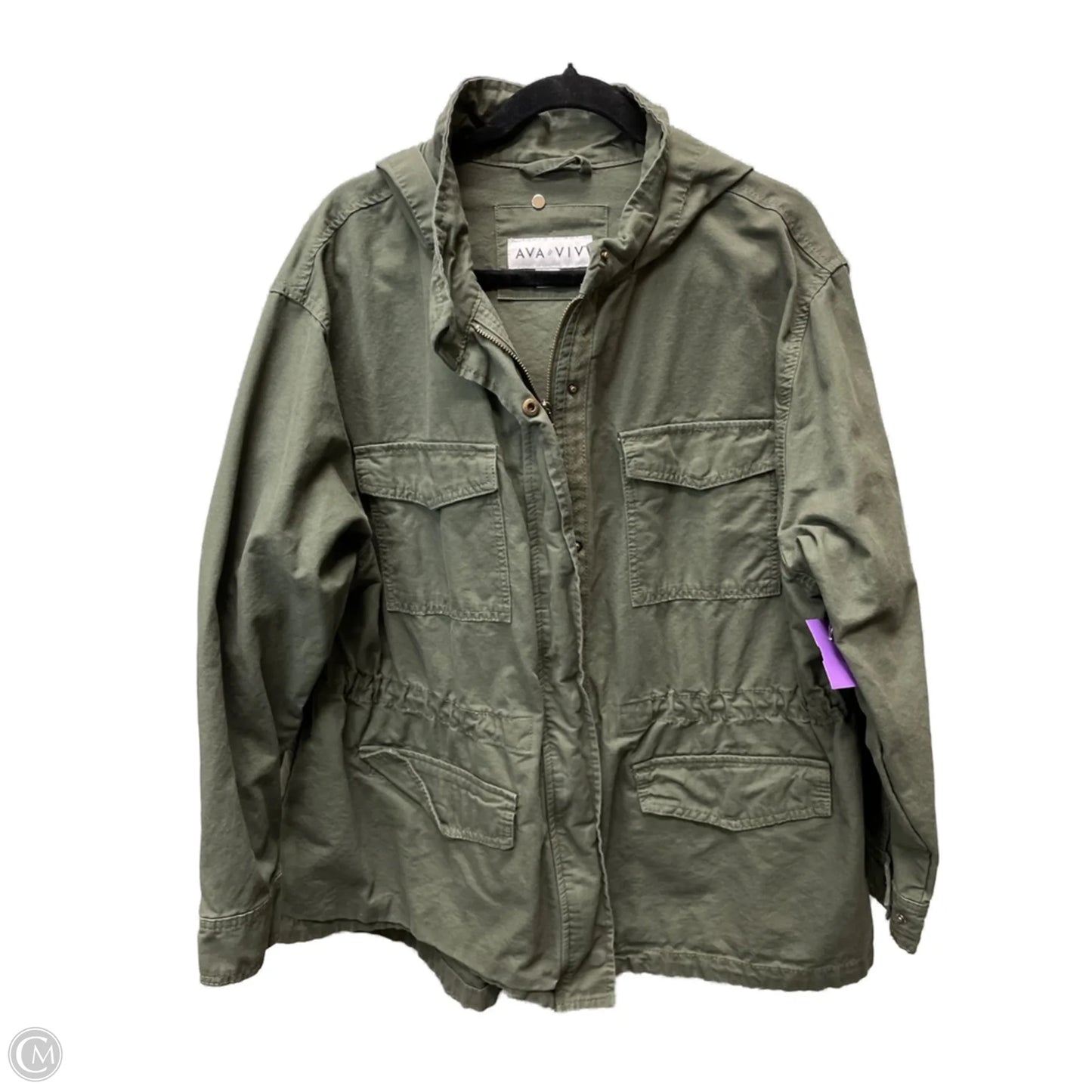 Jacket Utility By Ava & Viv In Green, Size: 1x