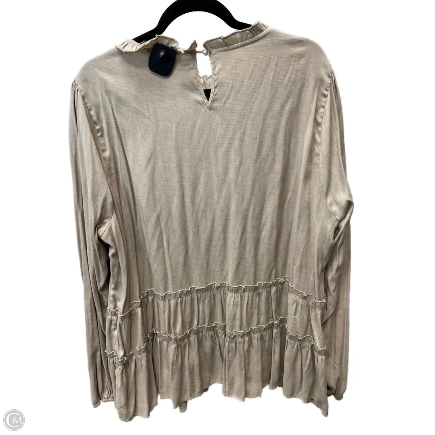 Blouse Long Sleeve By Andree By Unit In Tan, Size: 3x