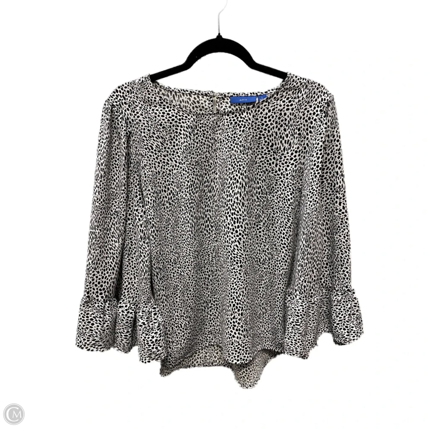 Blouse 3/4 Sleeve By Apt 9 In Black & White, Size: L